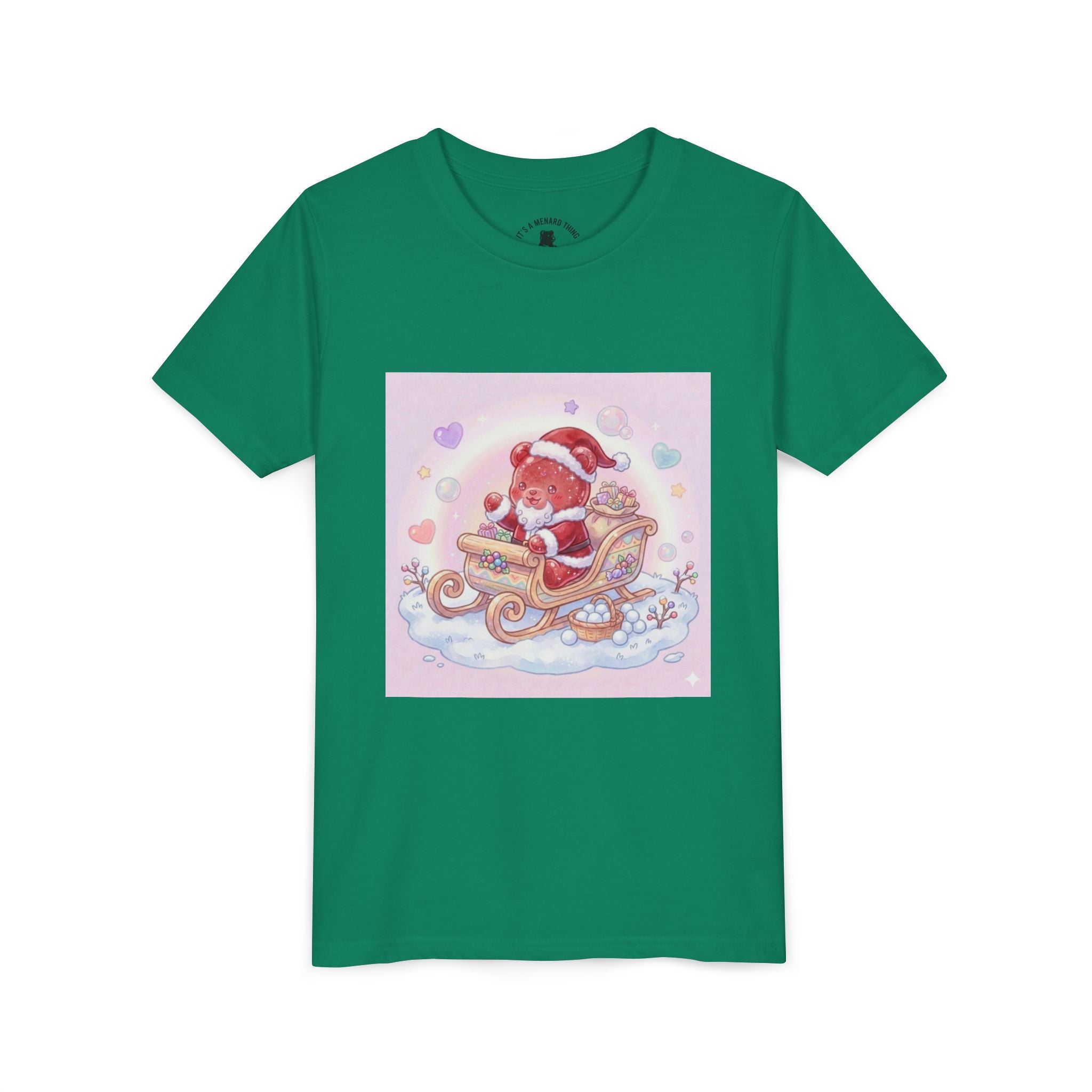 Cute Gooey Gummy Red Santa in Sleigh Holiday Shirt