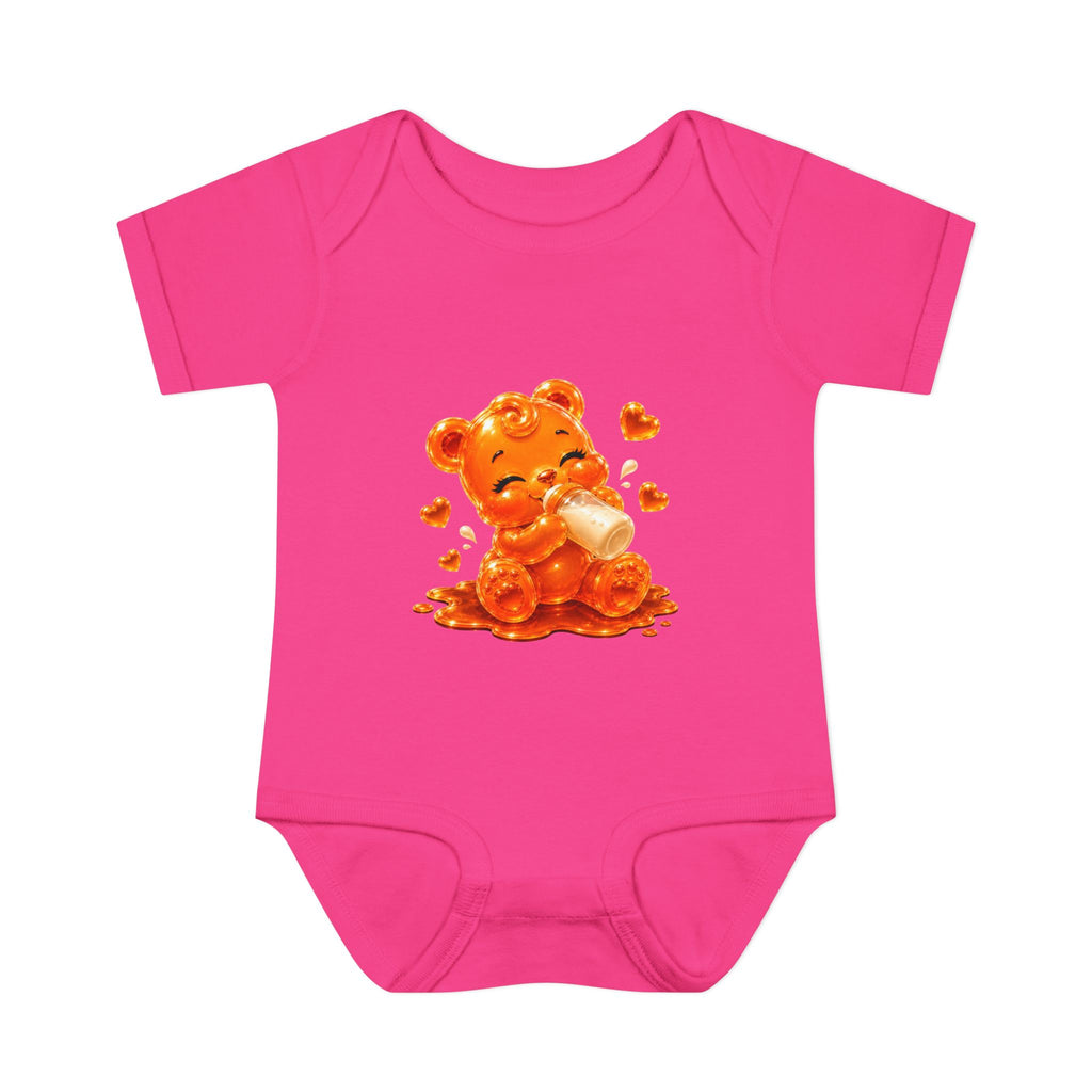 Yummy, Yummy Milk Time Orange Oozy Baby Gummy Bear Cutie Addition- Graphic Onesie