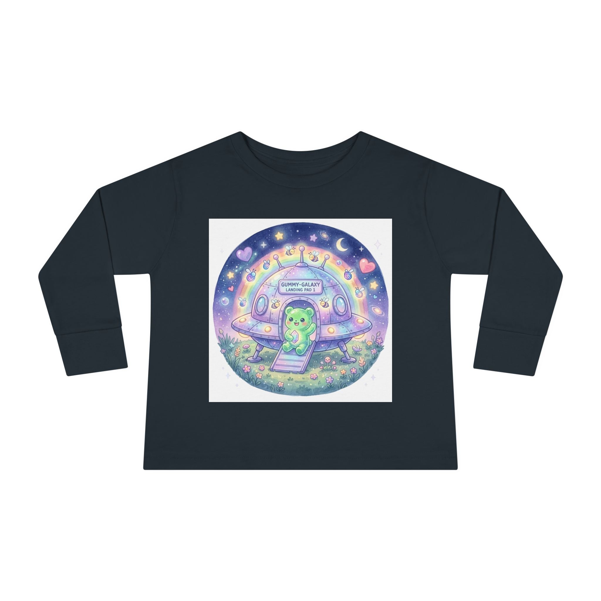 Cute Alien UFO Nightscape Oozy Bear Special- Graphic Long Sleeve Shirt