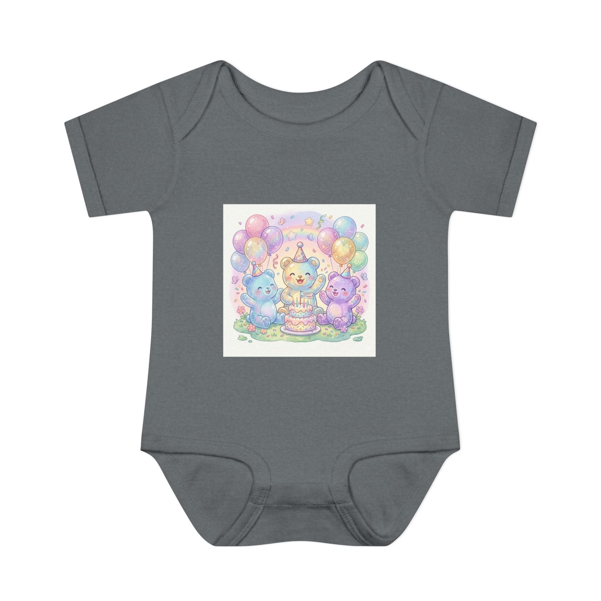 Birthday Gooey Bears, Cake & Balloons Infant Onesie
