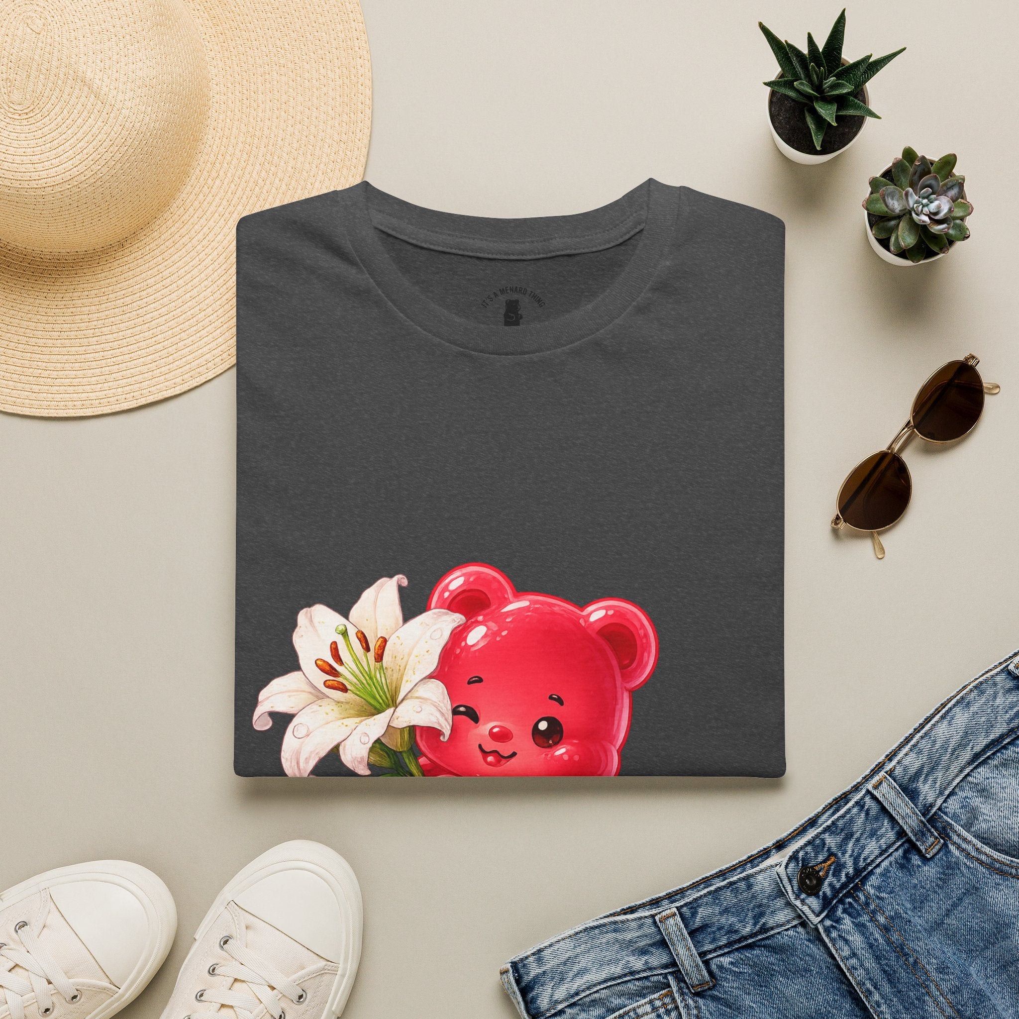 White Casa Blanca Lily, Red Oozy Bear Special Flower Edition- Graphic Shirt