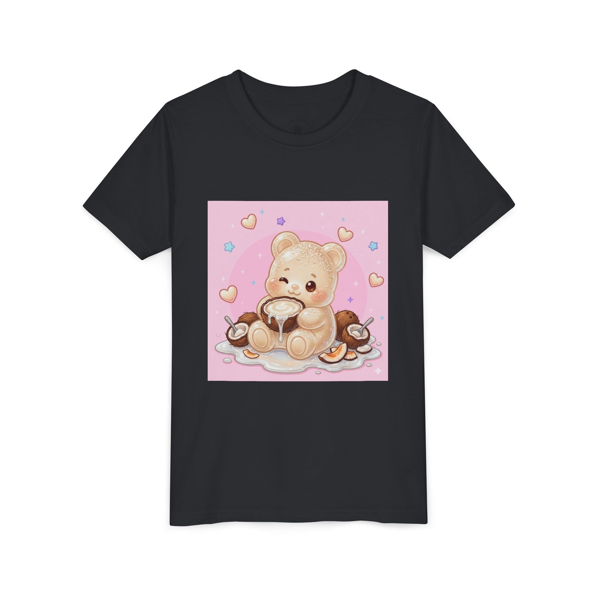 Gooey Gummy Coconut Milk Bear Kids T-Shirt (Pink Hearts)