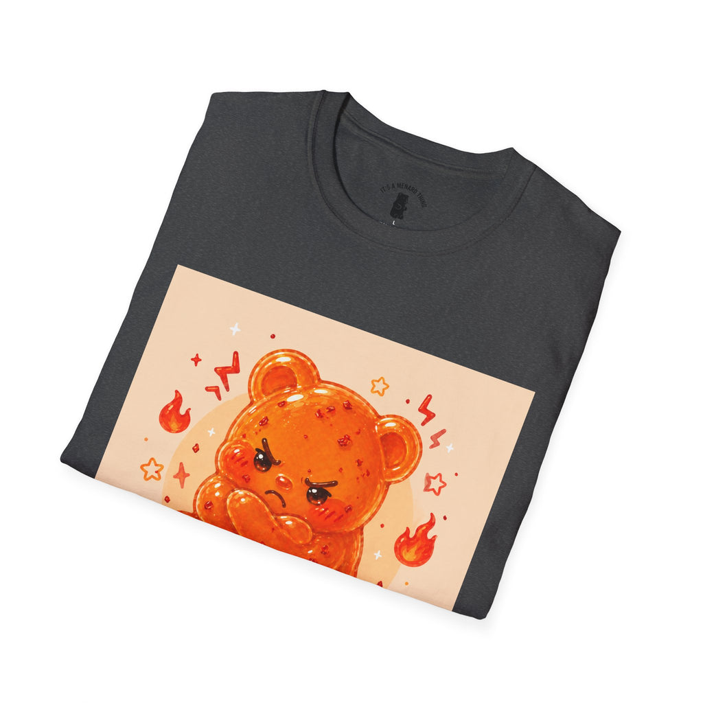 'Spicy Mood' Gooey Gummy Bear T-Shirt —Fiery Kawaii Graphic Tee