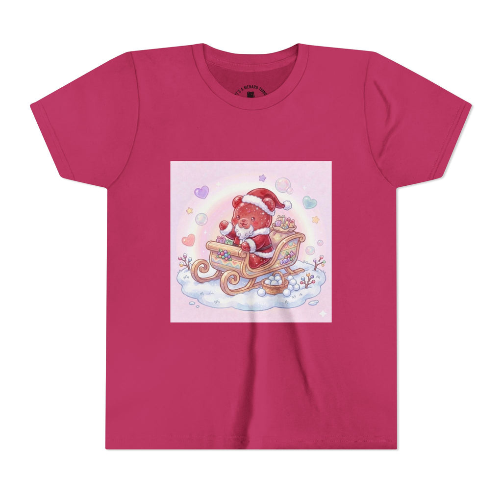 Cute Gooey Gummy Red Santa in Sleigh Holiday Shirt