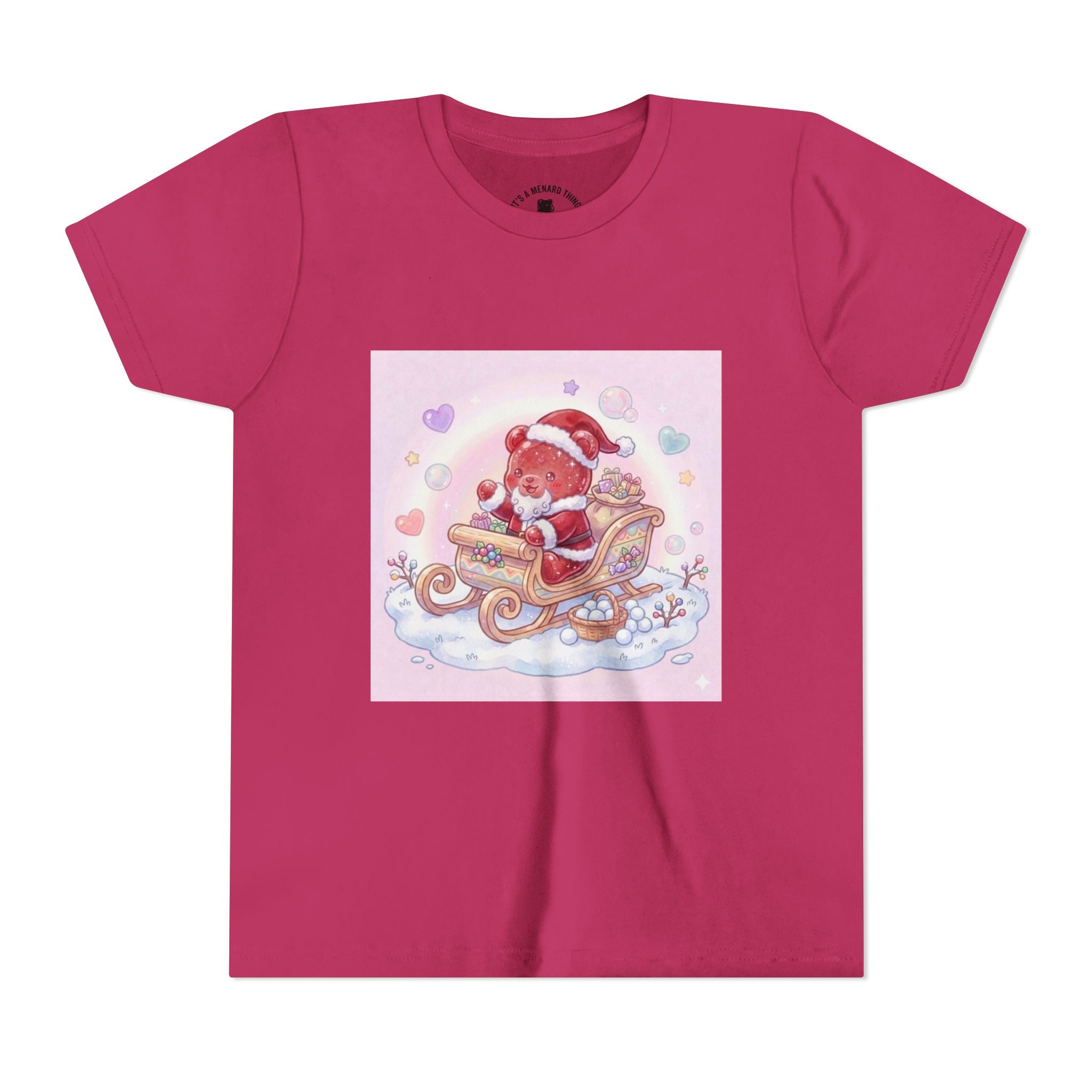 Cute Gooey Gummy Red Santa in Sleigh Holiday Shirt