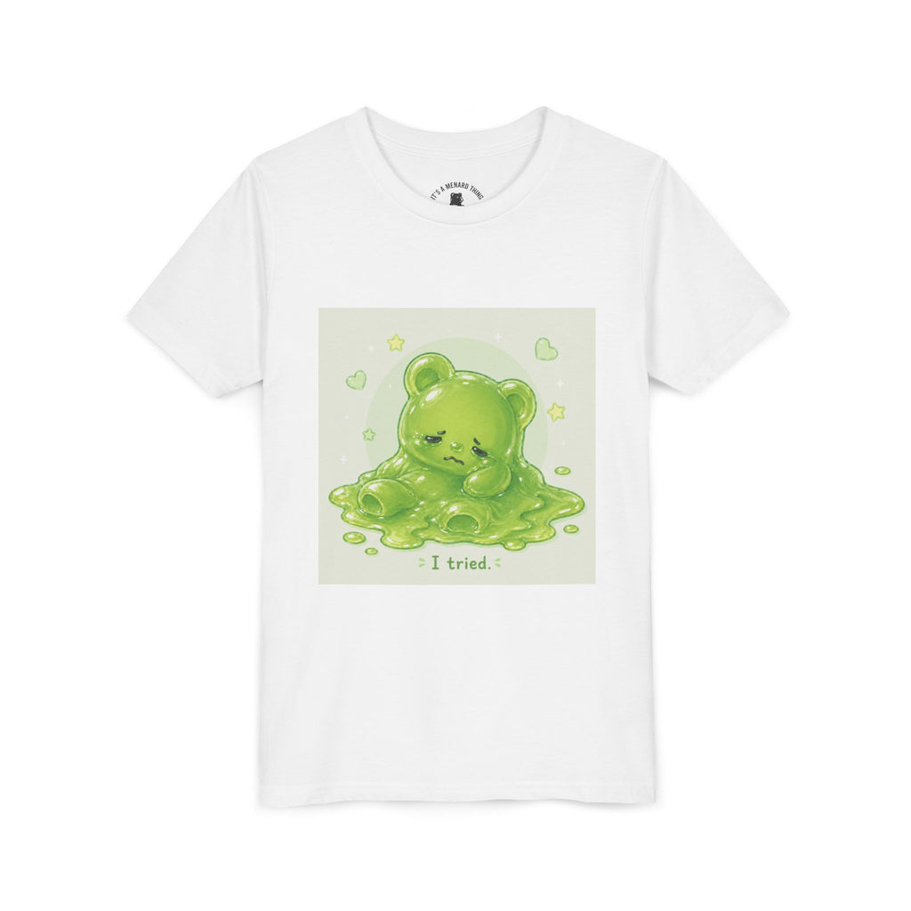 Melting Green Gooey Gummy Bear "I tried." Graphic T-Shirt