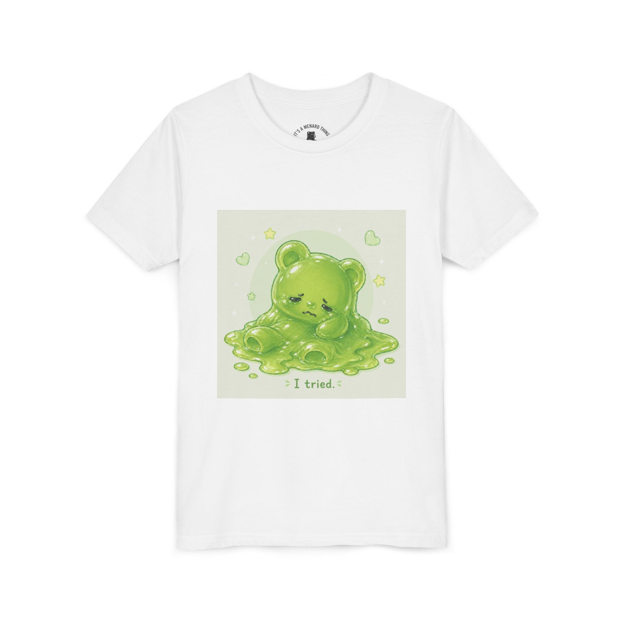 Melting Green Gooey Gummy Bear "I tried." Graphic T-Shirt