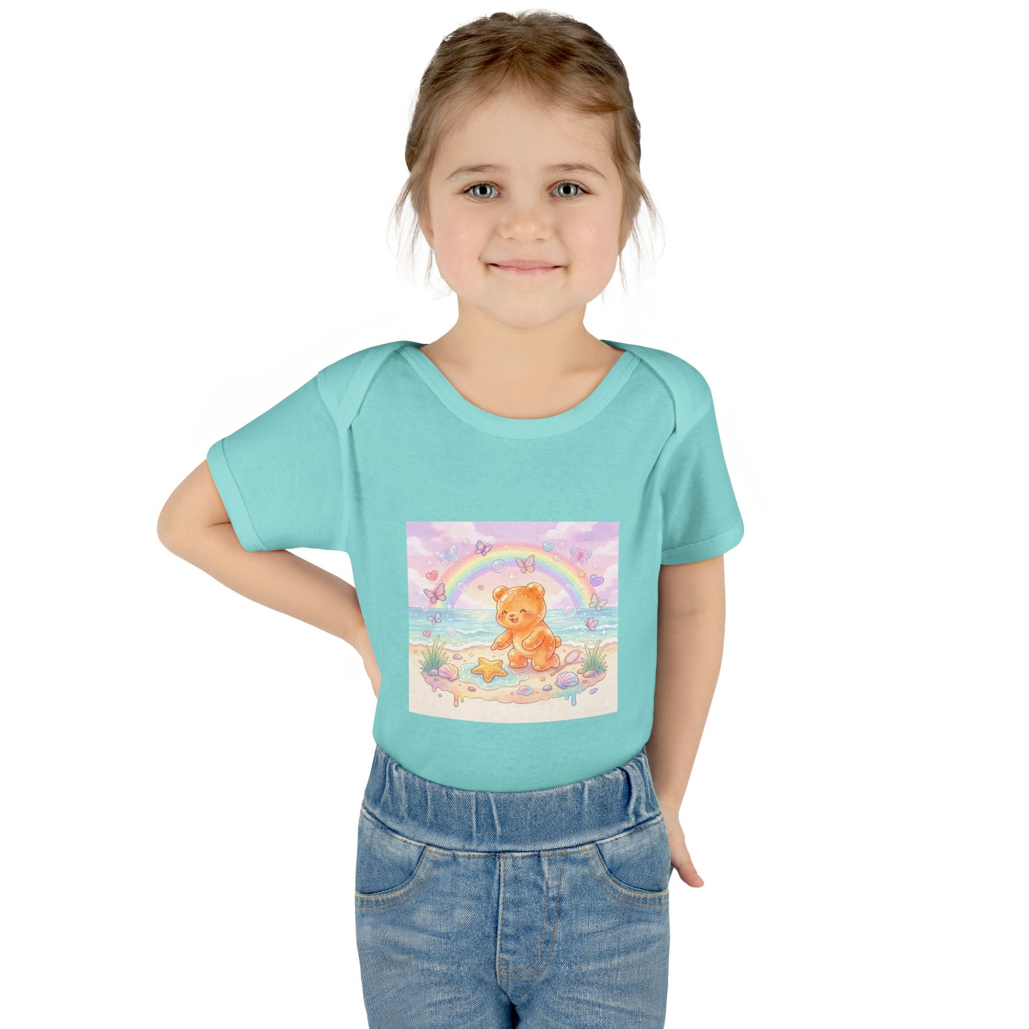 Gooey Gummy Beach Bear Rainbow & Starfish - Bodysuit