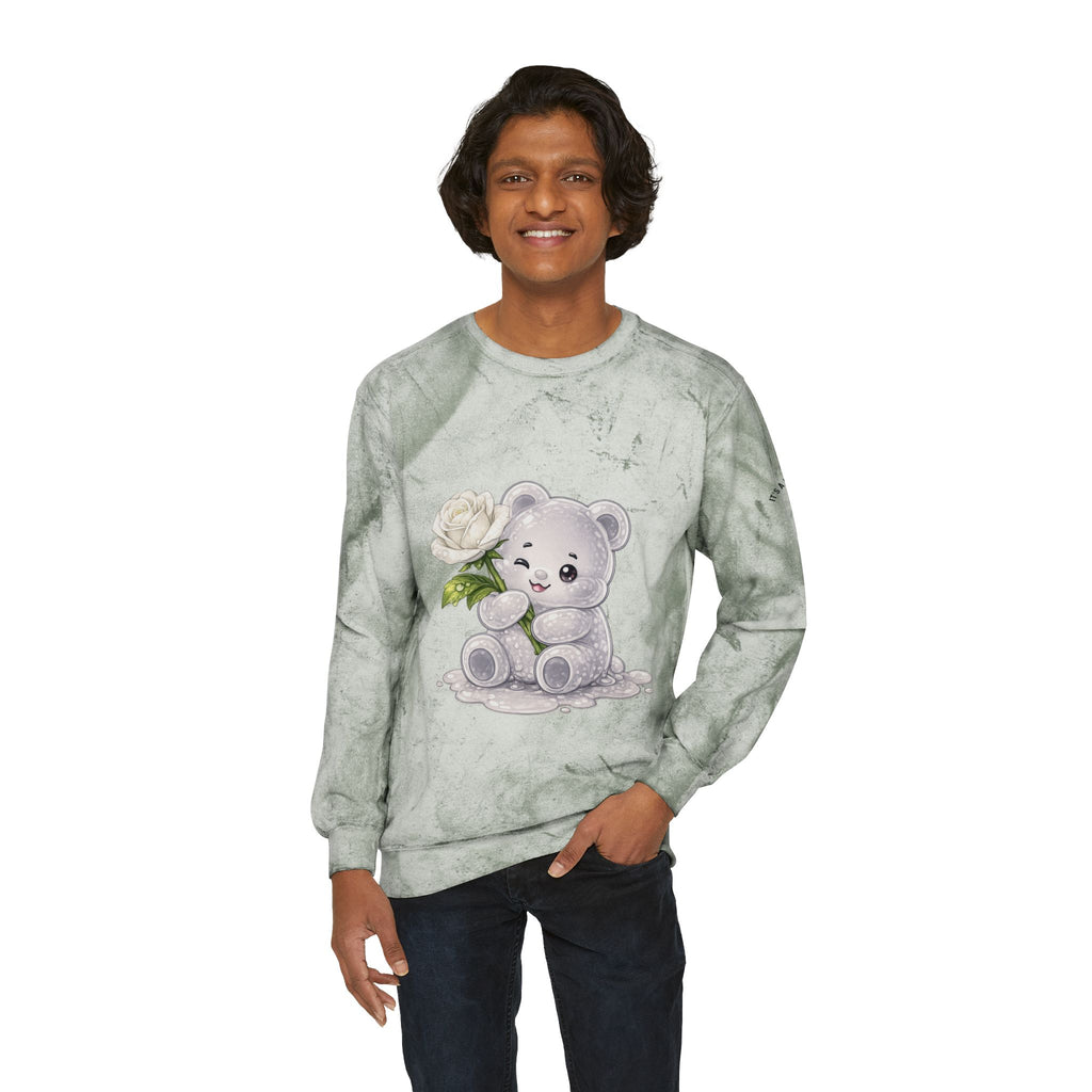 White Rose Beauty, Special Gooey Gummy Bear -Tie-Dye Graphic Sweatshirt
