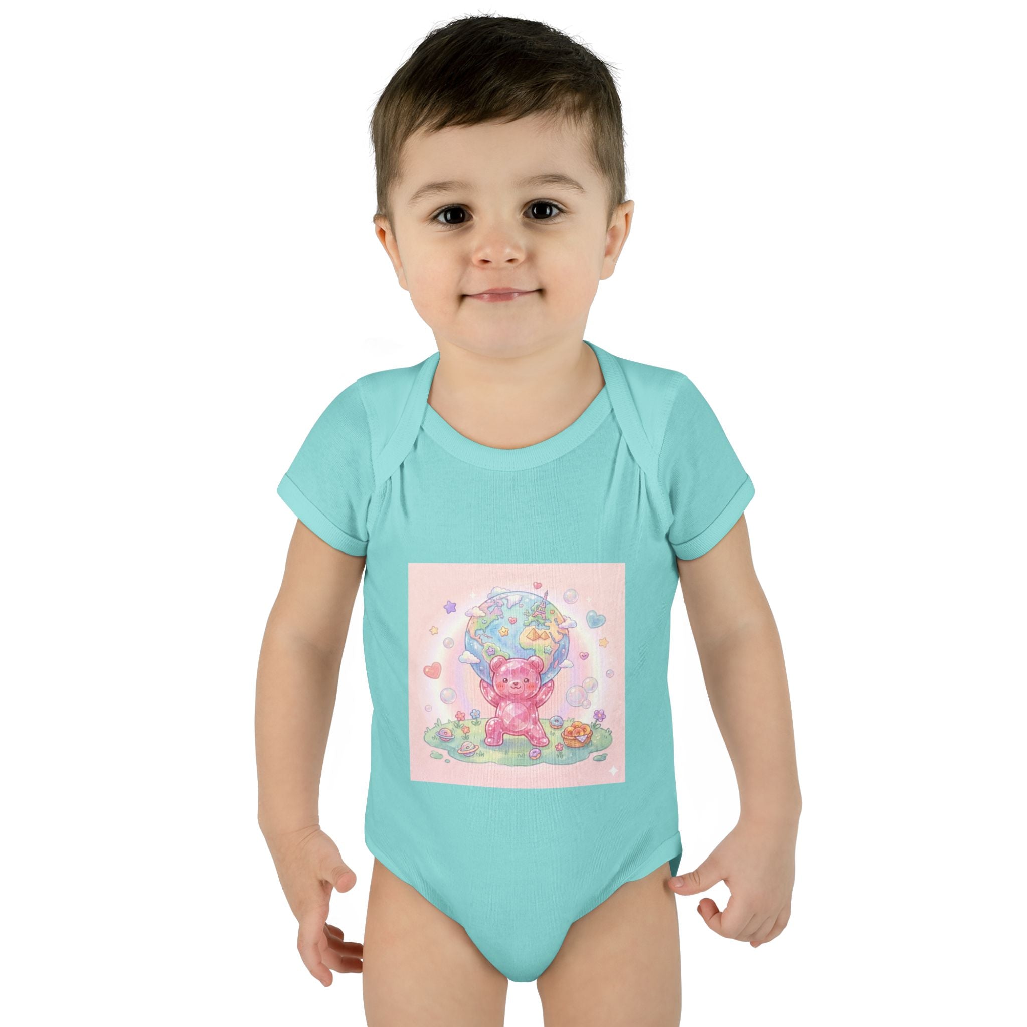 Infant Bodysuit — World Atlas Gummy bear Design