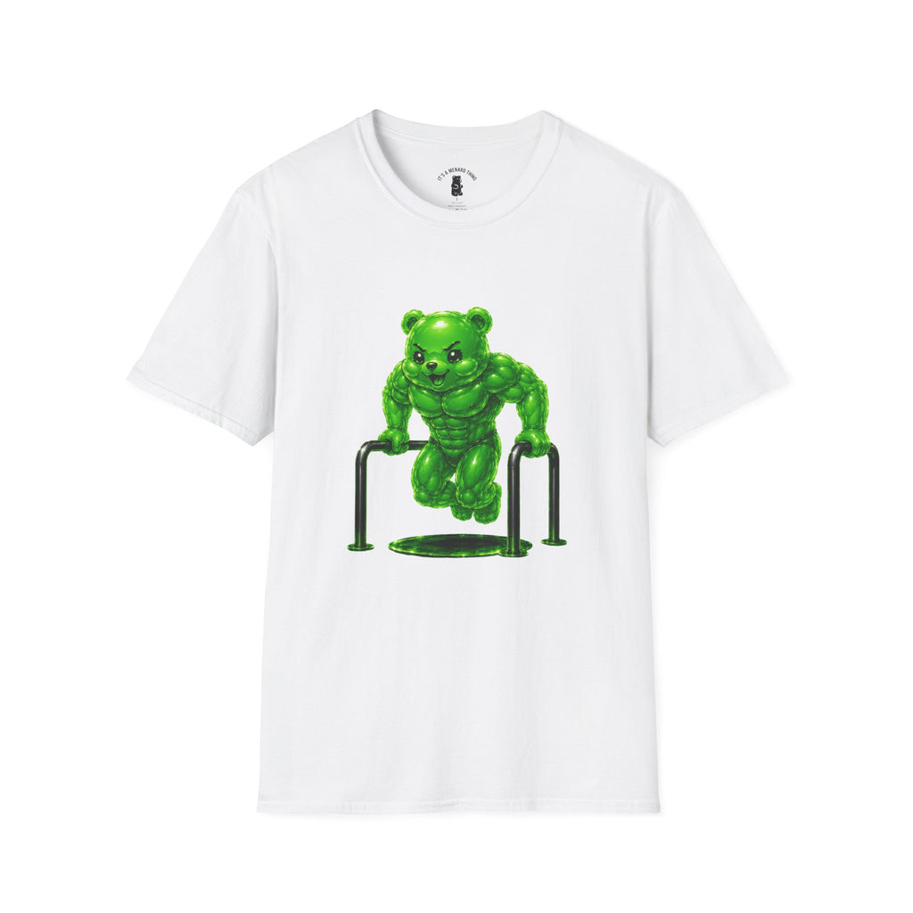 Bar Lifting Workout, Emerald green Oozy Buff Bear Gym Special- Adult Graphic Shirt (18+)