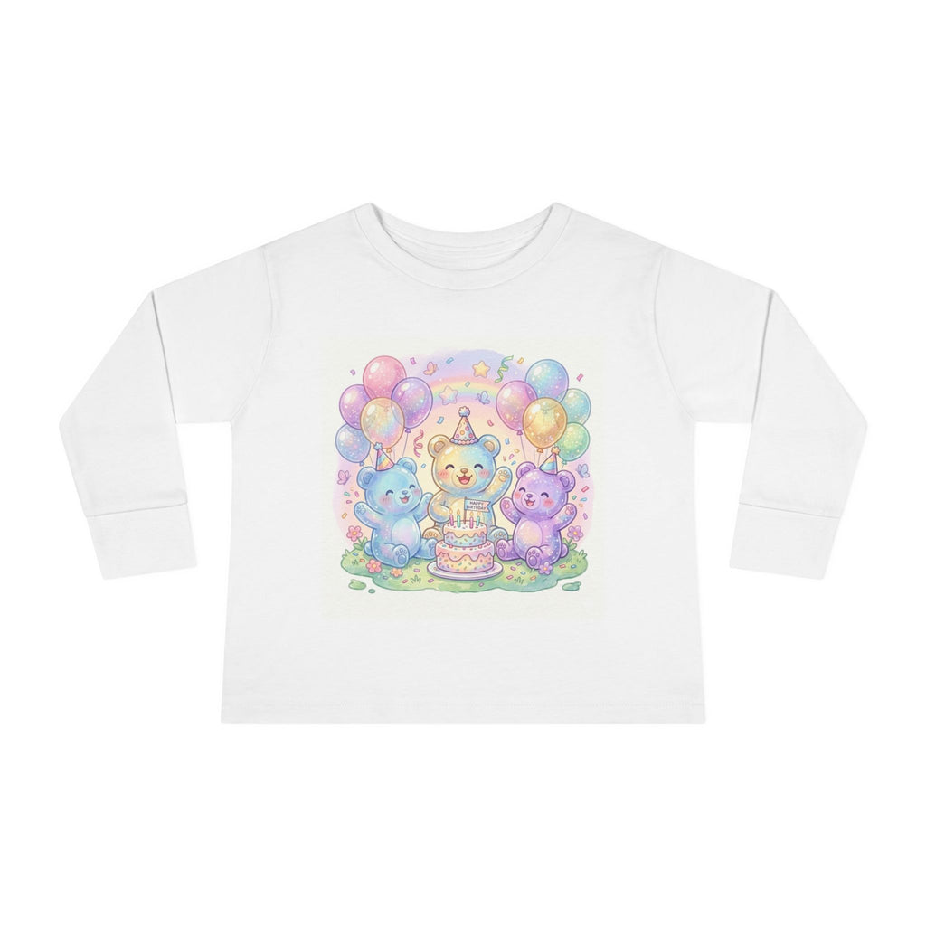 Pastel Birthday Oozy Bear Party Bash, Special Friends Celebration- Graphic Long Sleeve Shirt