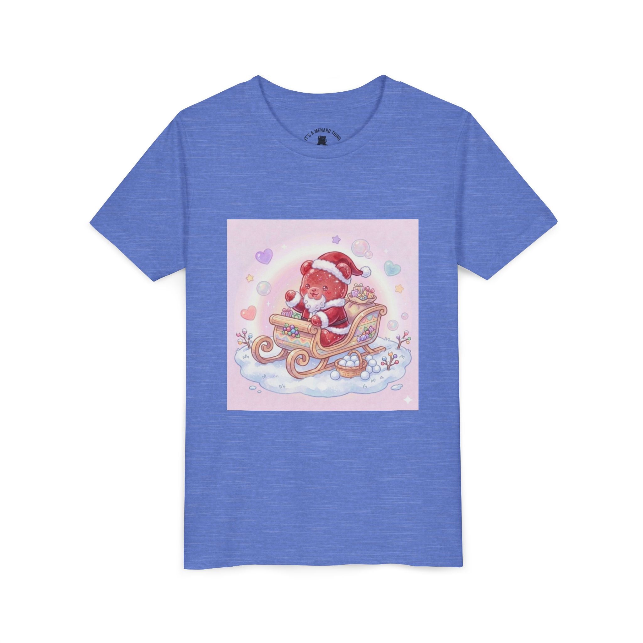 Cute Gooey Gummy Red Santa in Sleigh Holiday Shirt