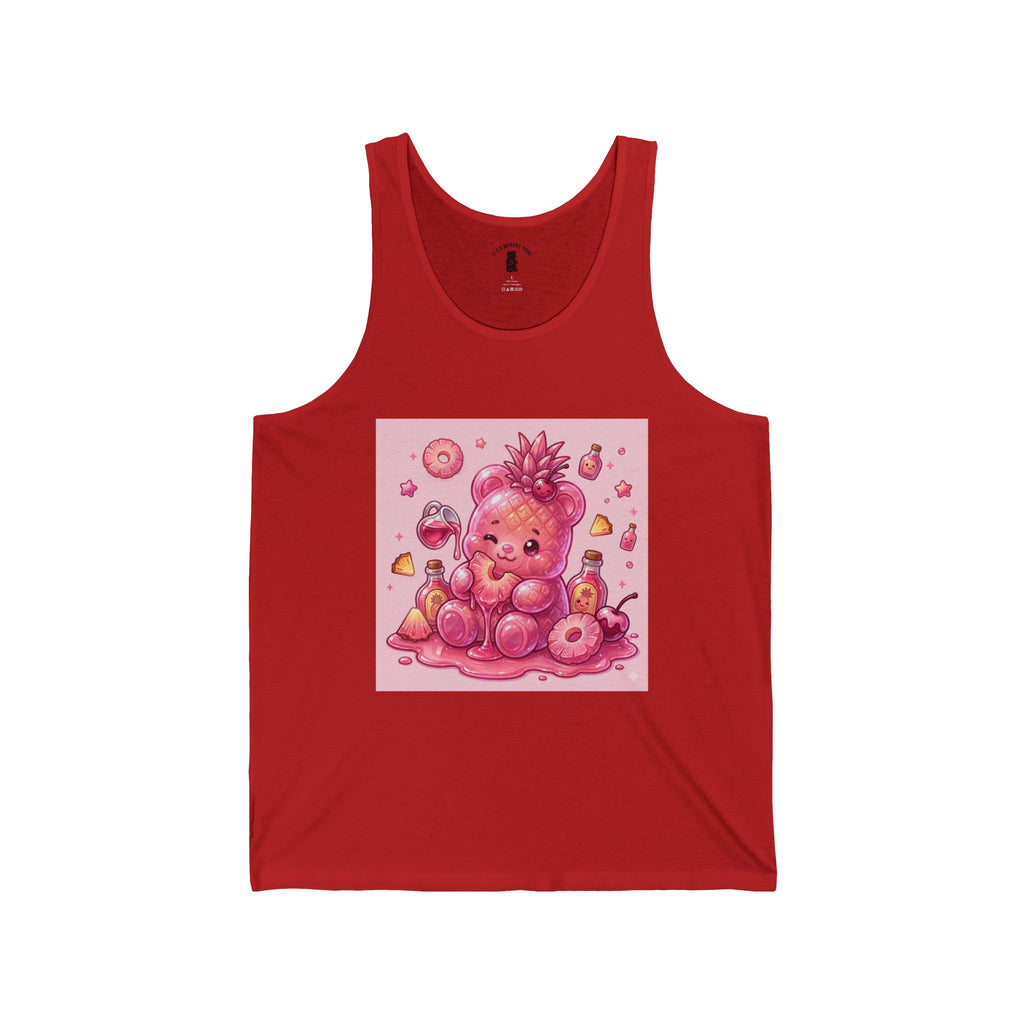 Pink Pineapple Exotic Fruit, Gooey Gummy Bear Friend — Kawaii Graphic Illustration