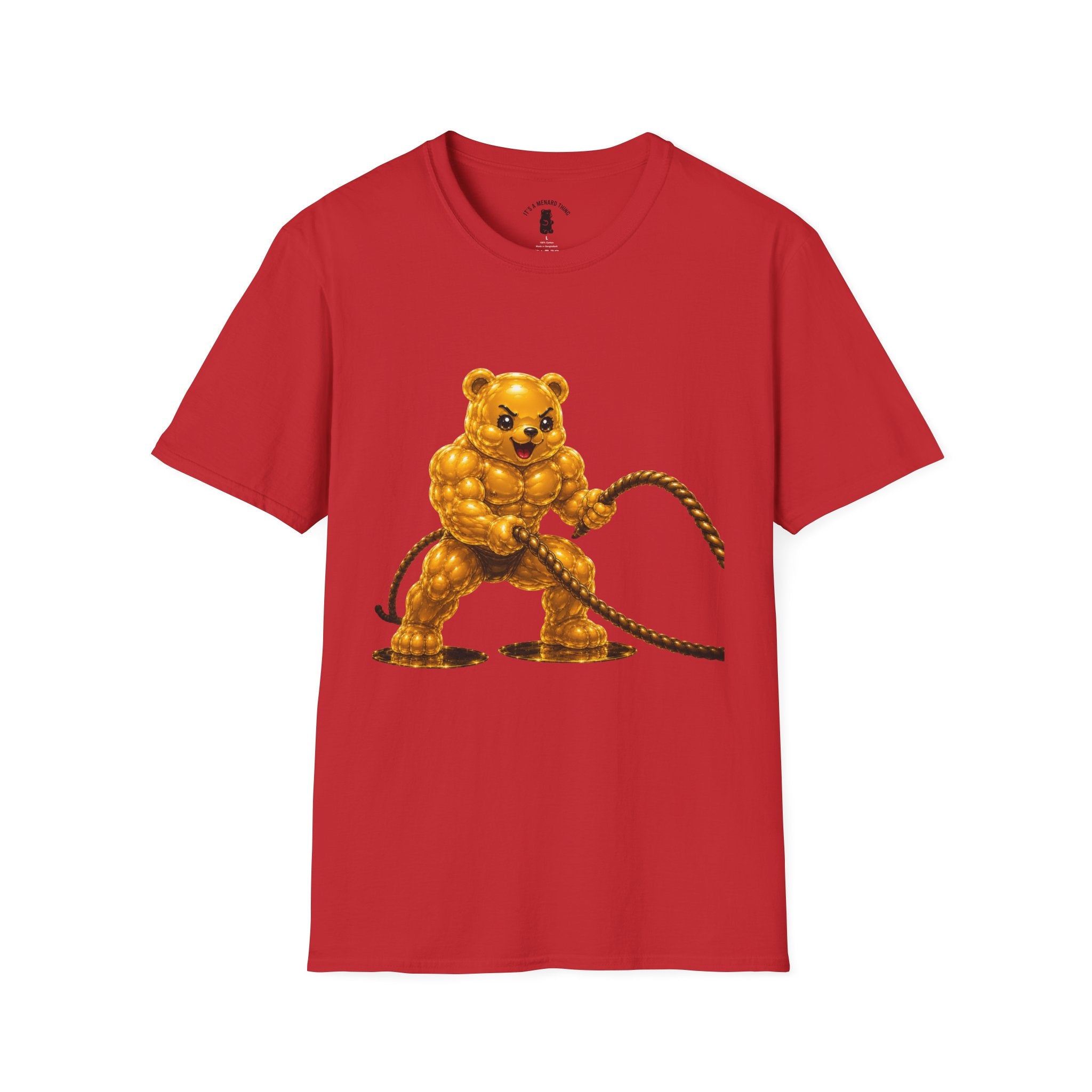 Rope Workout, Golden Yellow Oozy Buff Bear Gym Special- Adult Graphic Shirt (18+)