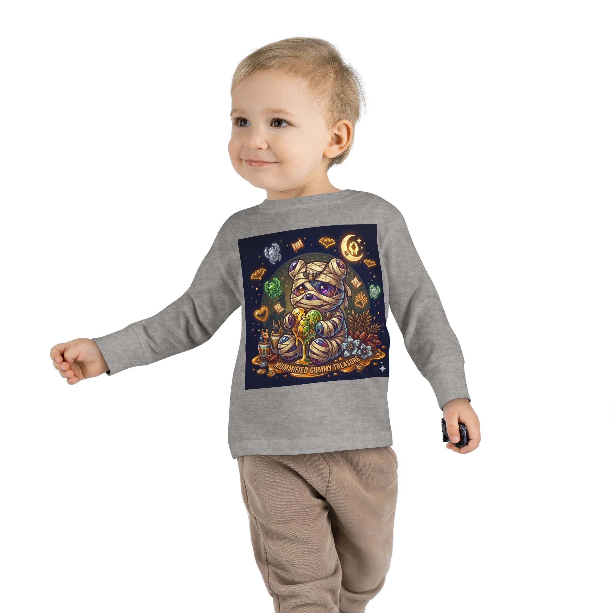 Cute Mummy Halloween Oozy Bear Special- Kids Graphic Long Sleeve Shirt