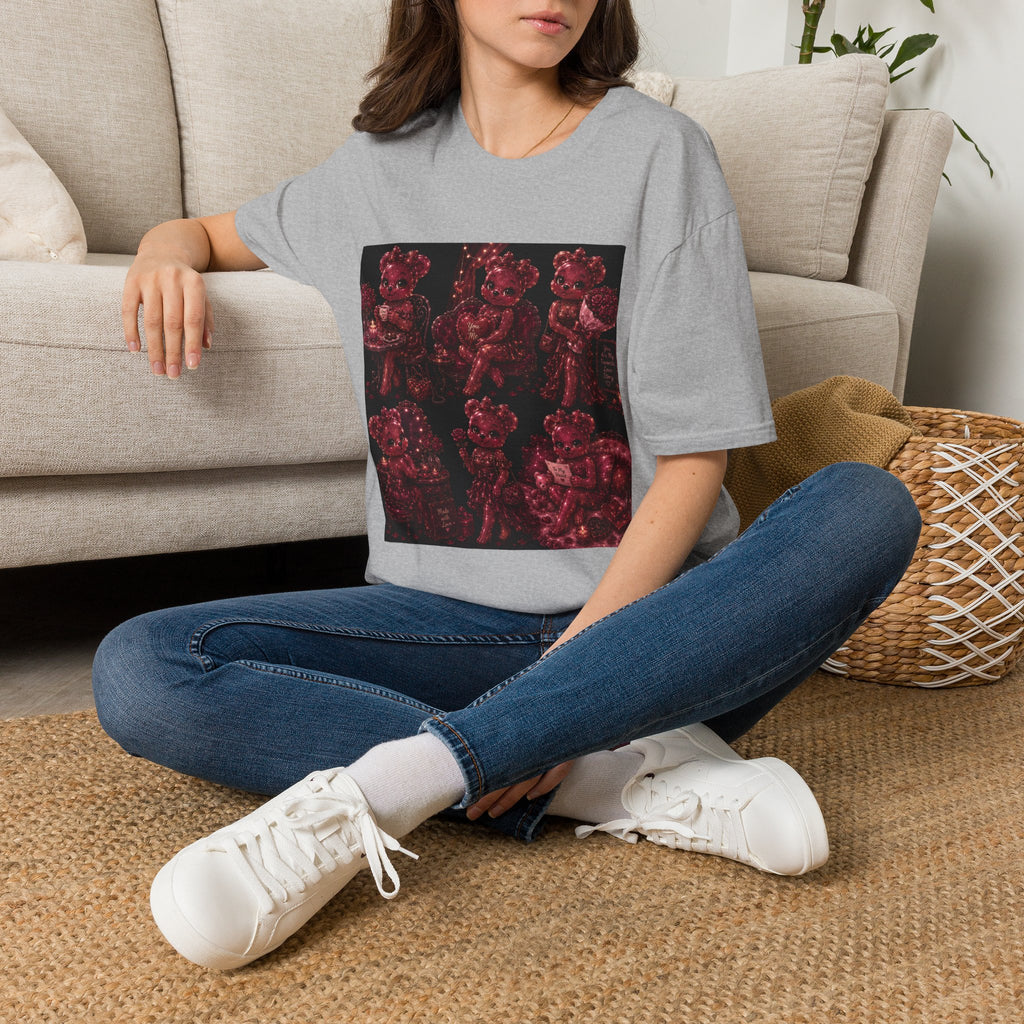 Glitter Wine Red Oozy Gala Bear Pin Up- Adult Graphic Shirt (18+)