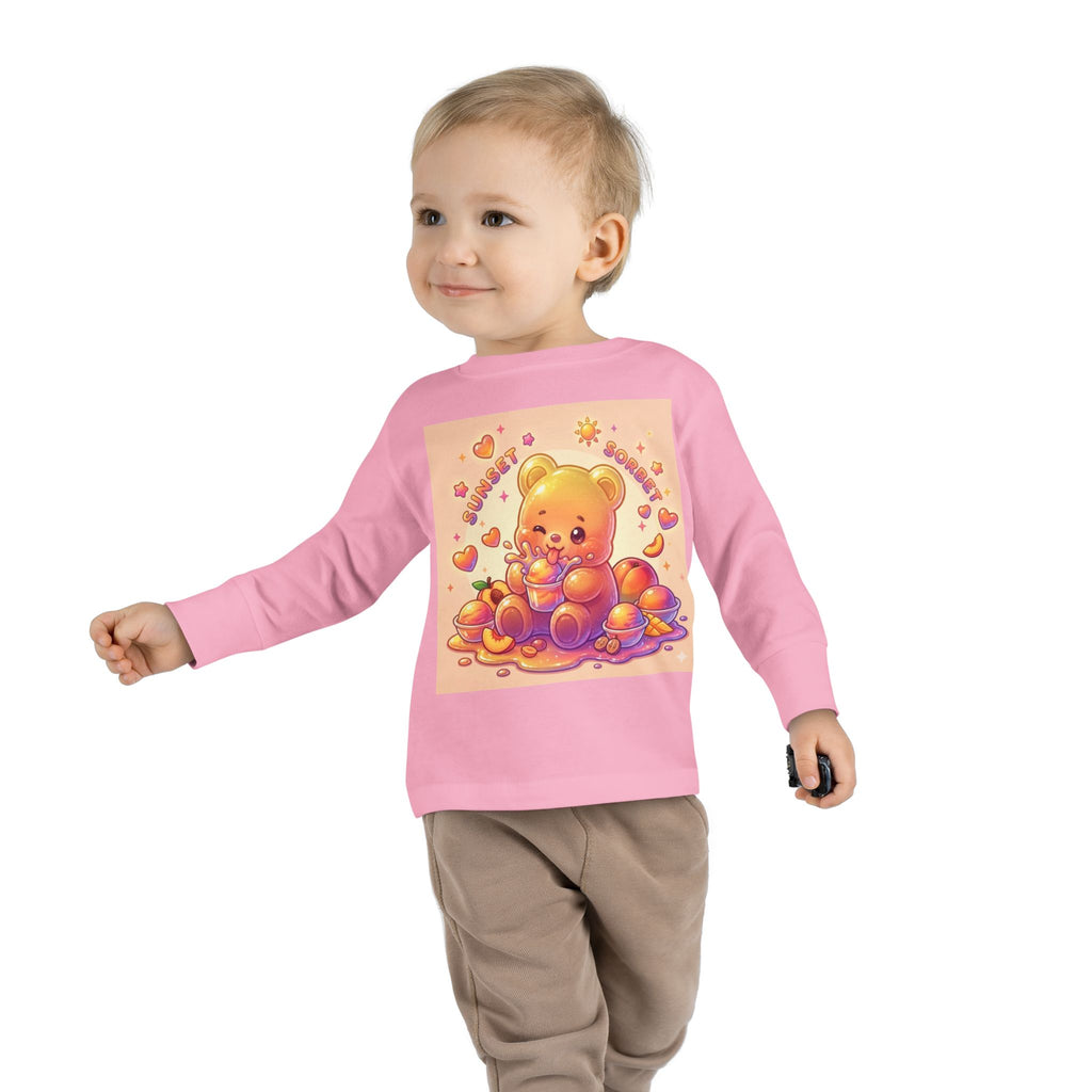 Sweet Peach Sorbet, Oozy Bear Gummy Friend Special- Kids Graphic Long Sleeve Shirt