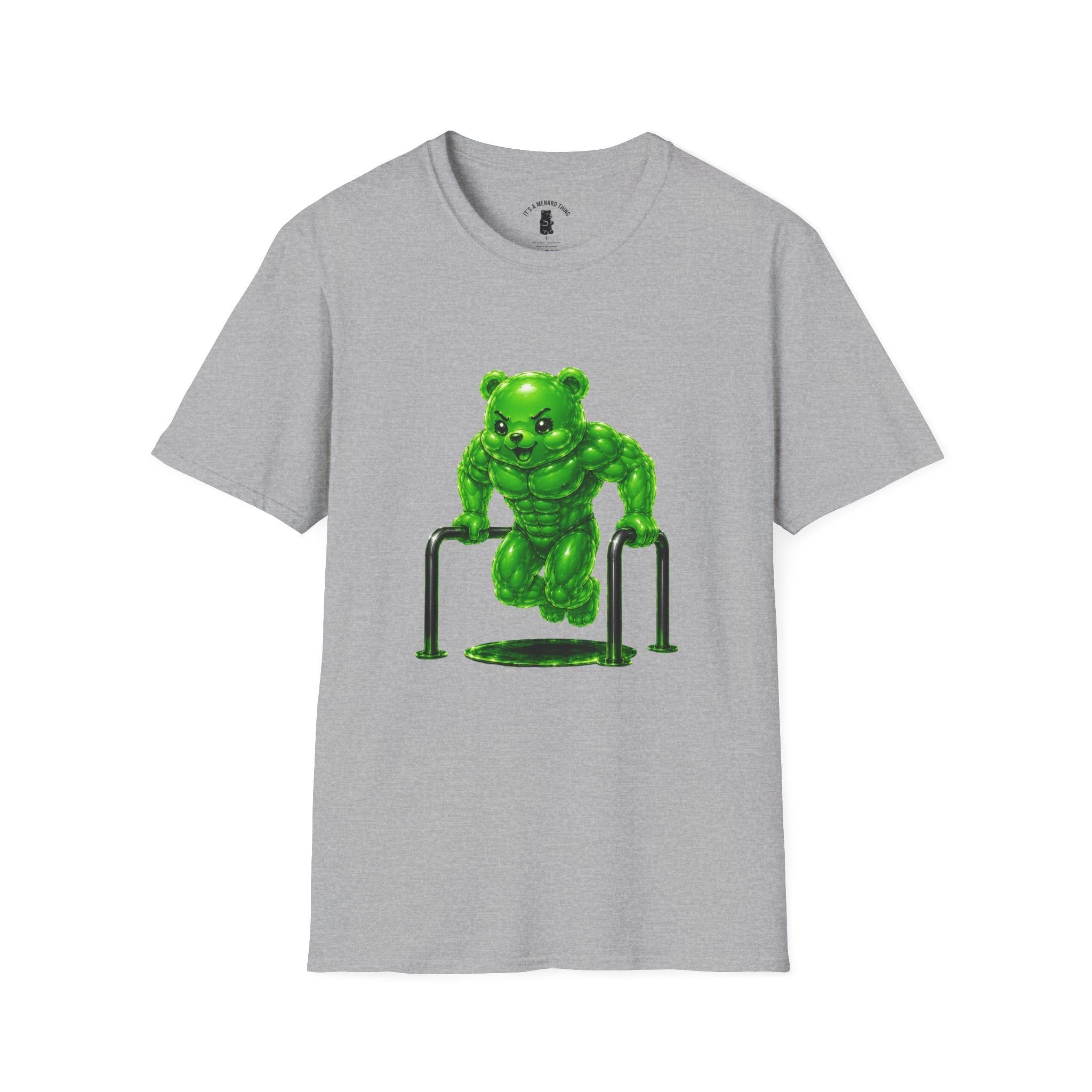 Bar Lifting Workout, Emerald green Oozy Buff Bear Gym Special- Adult Graphic Shirt (18+)