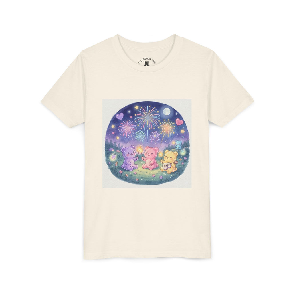 Gooey Gummy Bear Friends Watching Fireworks Youth Short Sleeve Shirt