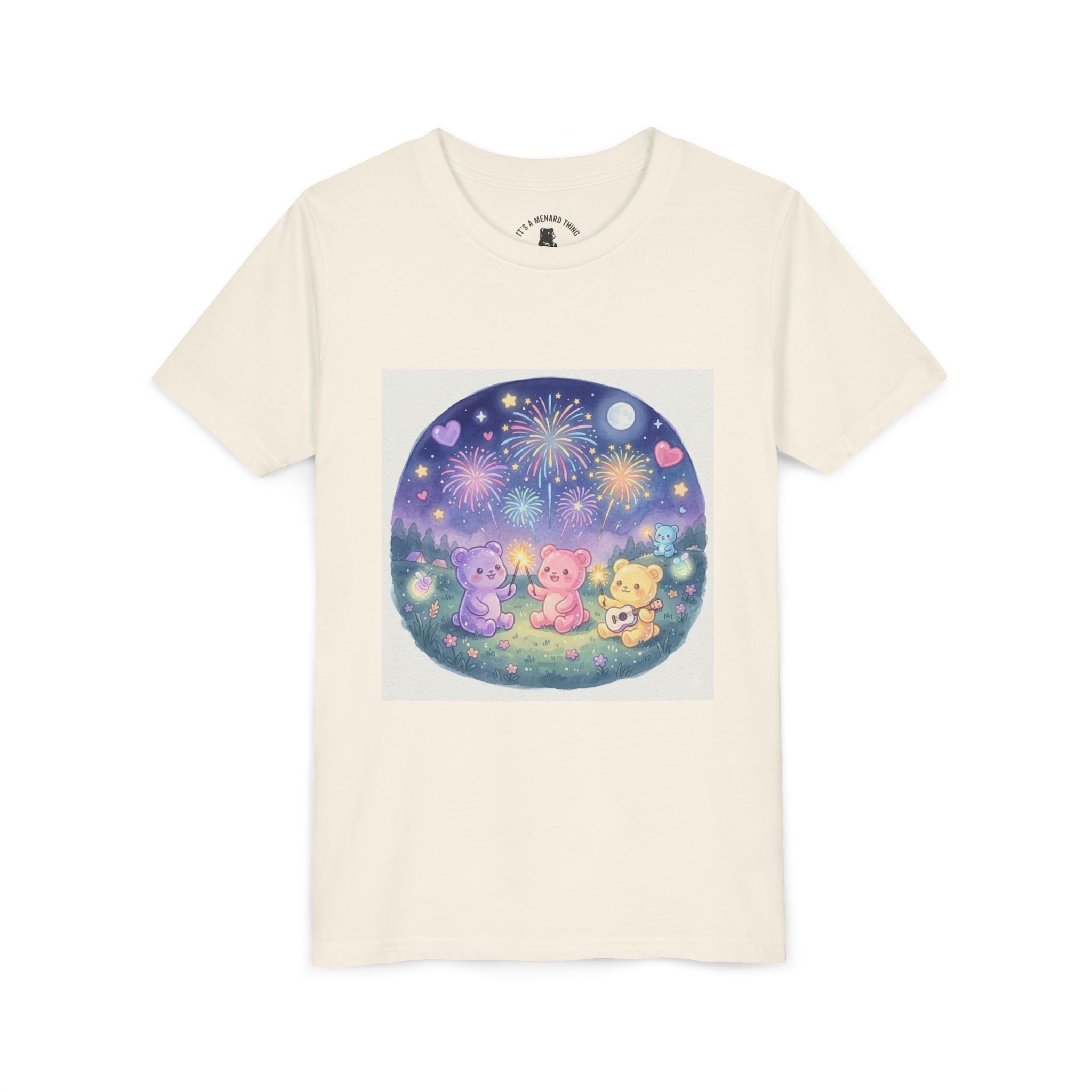 Gooey Gummy Bear Friends Watching Fireworks Youth Short Sleeve Shirt
