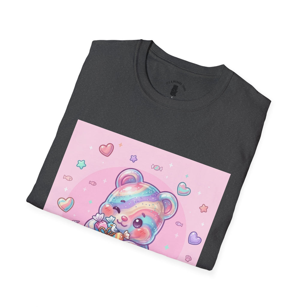 Cute Pastel Candy Bear T-Shirt — Rainbow Kawaii Heart Graphic