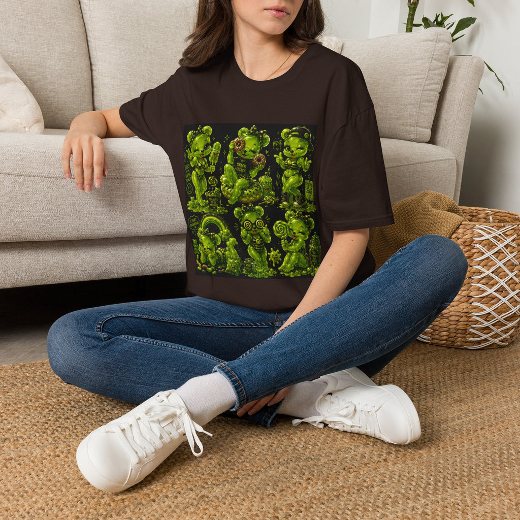 Lime Green Retro Oozy Bear Babe, Beach Pin Up- Adult Graphic Shirt (18+)