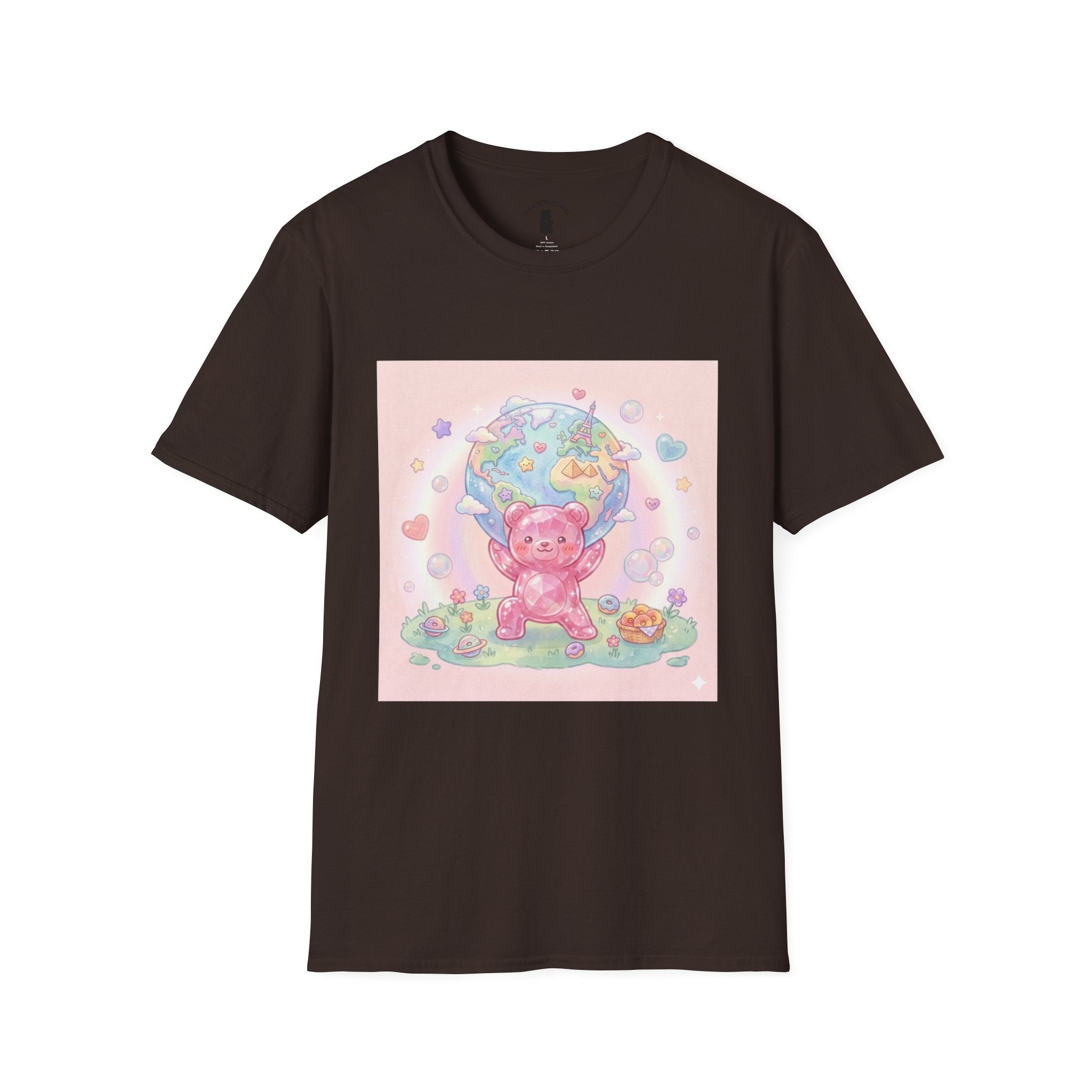 World Atlas, Pink Crystal Gooey Gummy Bear — Pastel Graphic T-Shirt