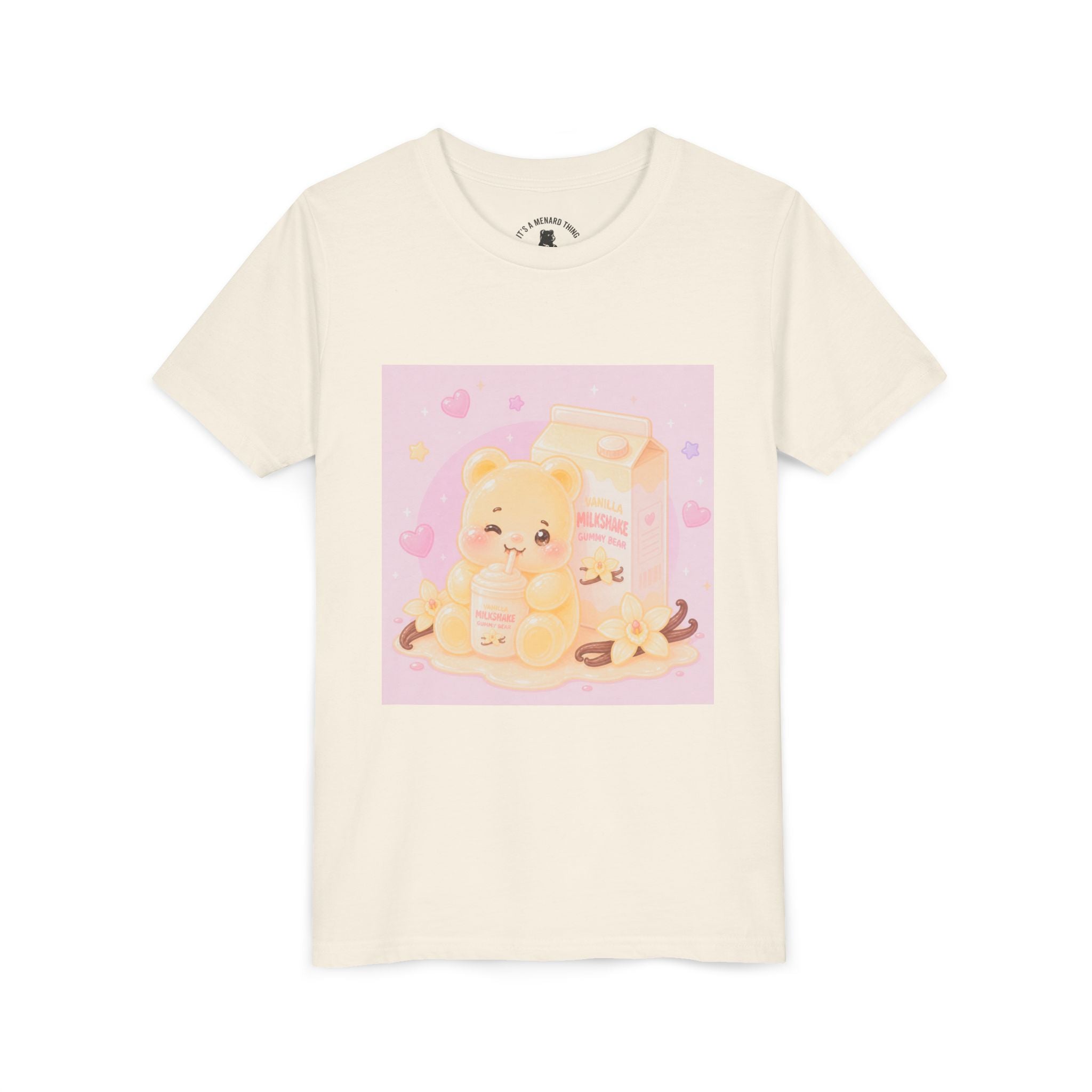 Vanilla Milk Shake Gooey Gummy Youth Tee — Kawaii Pastel Kids T‑Shirt