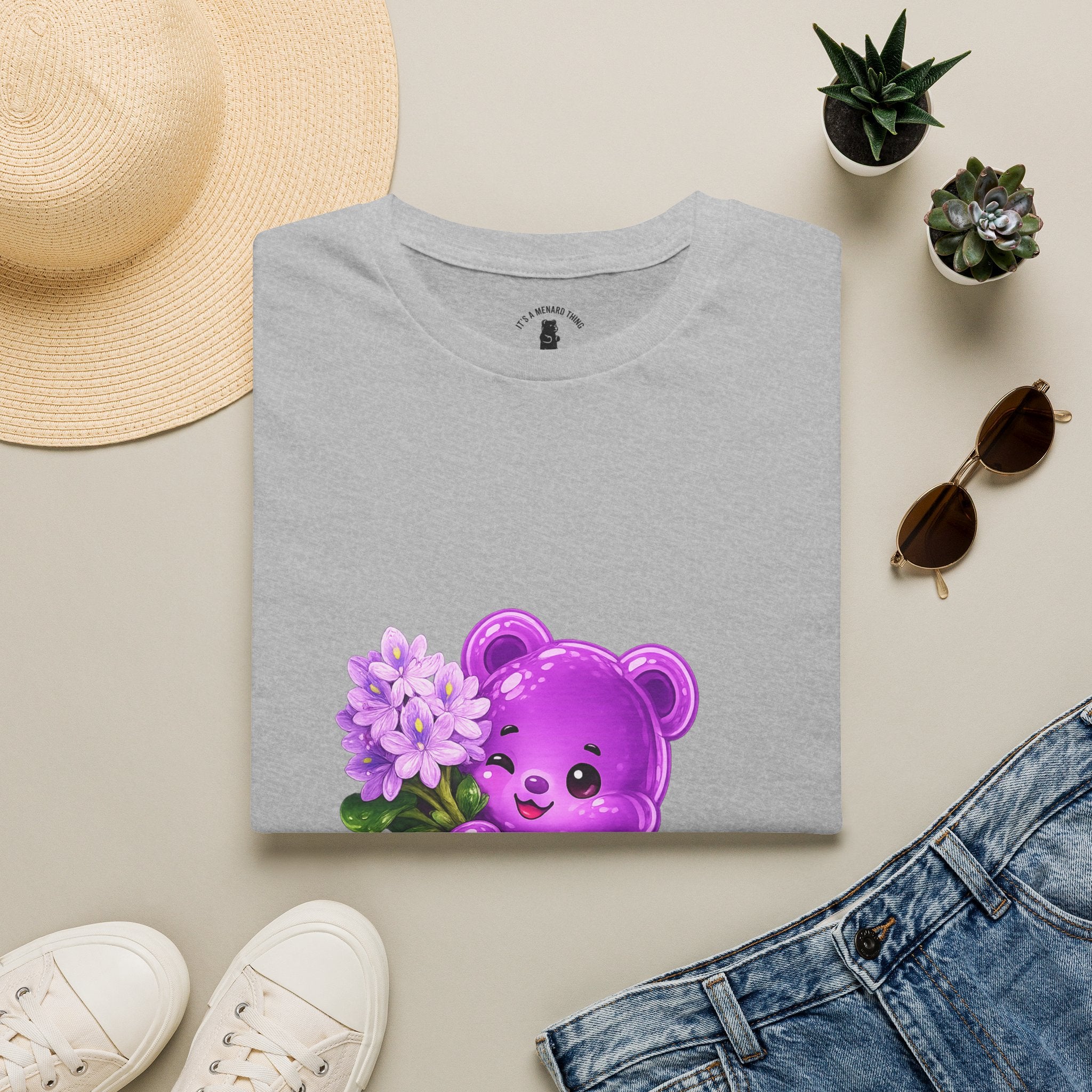 Purple Flower Cluster, Oozy Bear Friend Flower Addition- Graphic Shirt