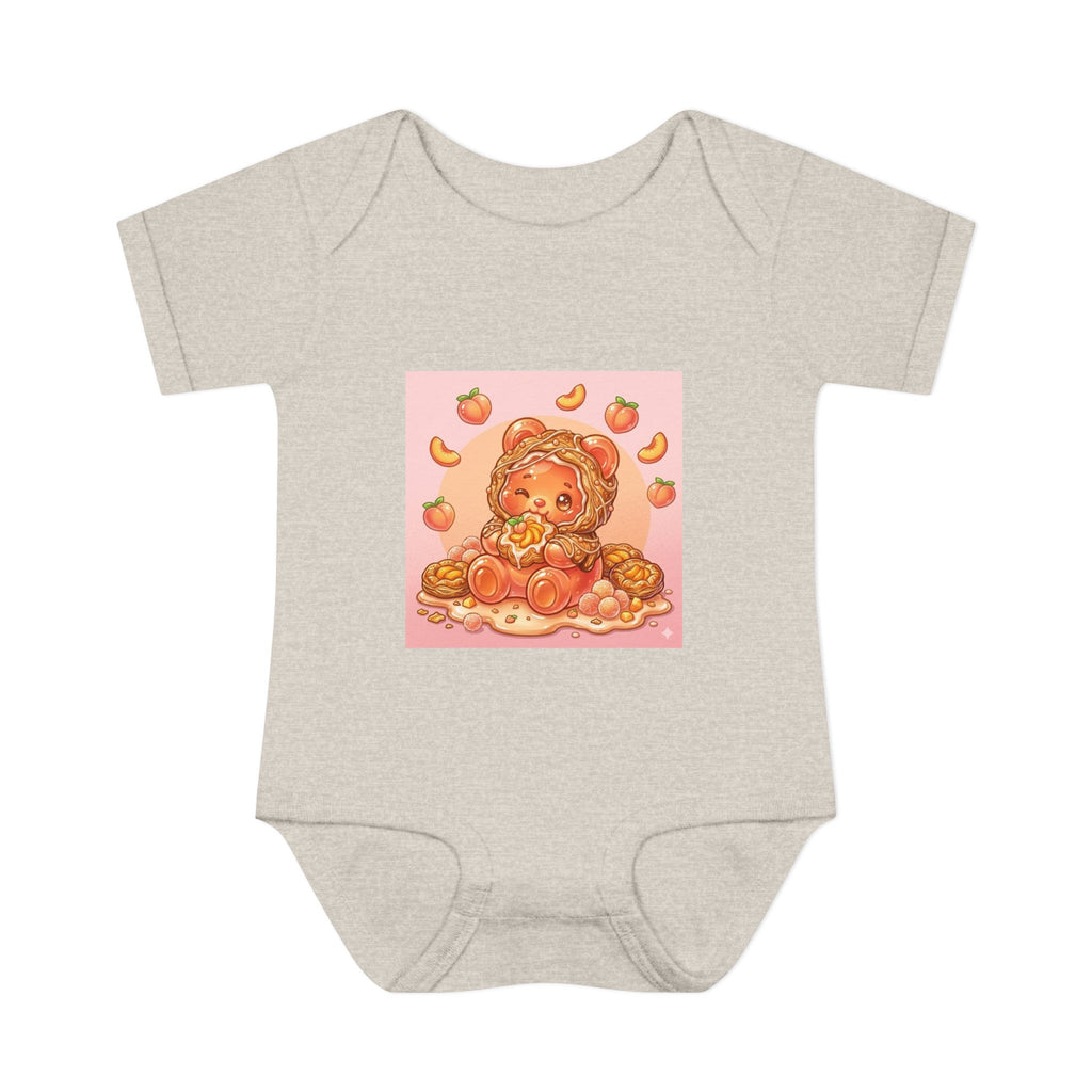 Peach Danish Gooey Gummy Bear in Puff Pasterie PJs Baby Onesie