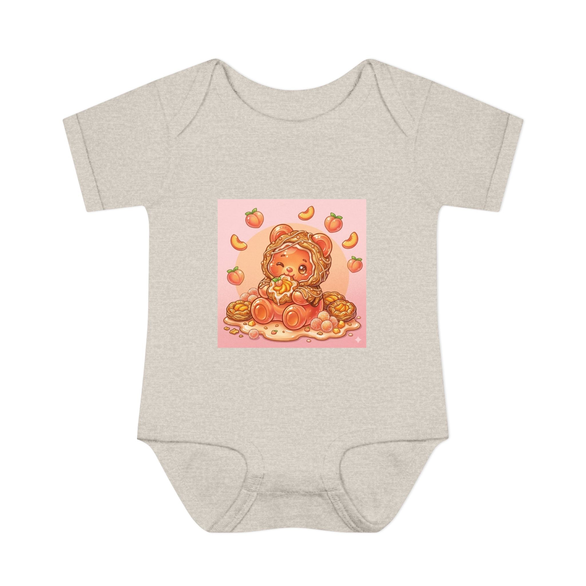 Peach Danish Gooey Gummy Bear in Puff Pasterie PJs Baby Onesie