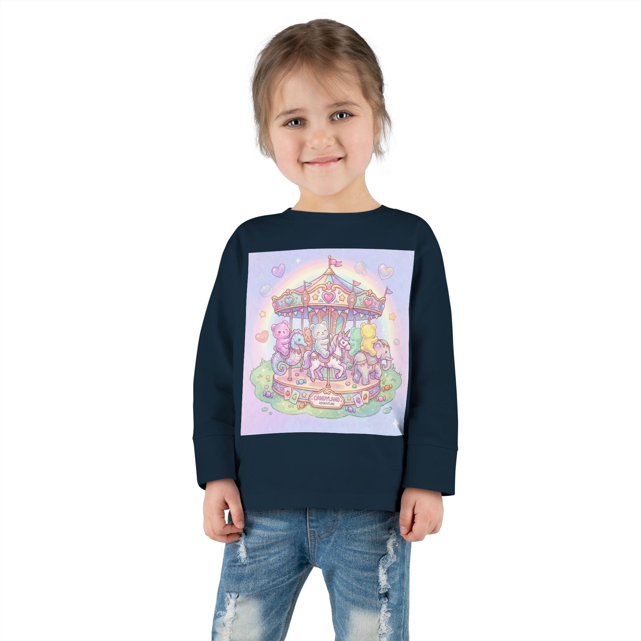 Pastel Carousel, Carnival Oozy Bear Gummy Friends- Graphic Long Sleeve Shirt