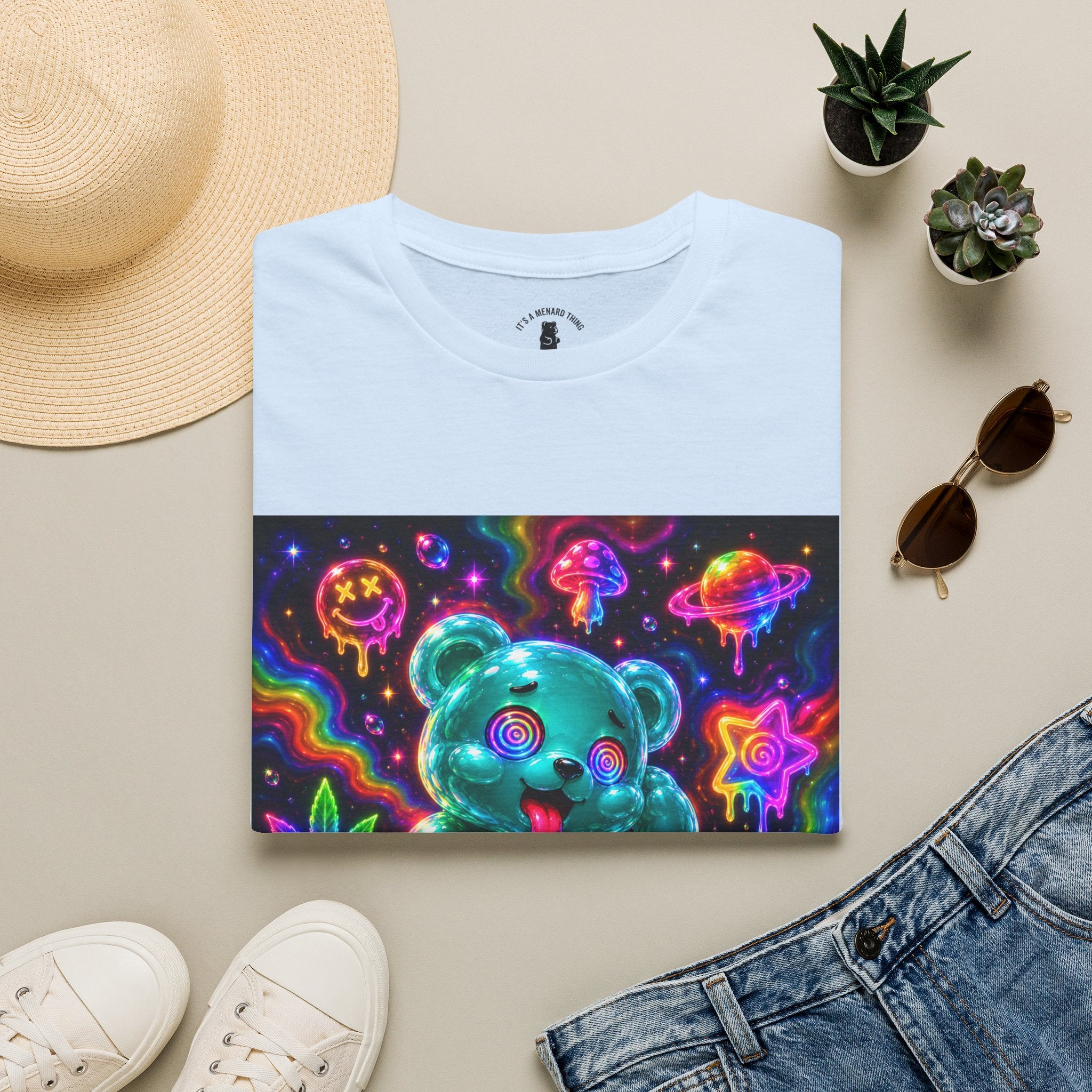 Psychedelic Neon Special Addition Oozy Bear Gummy Friend— Graphic Shirt (Adult Only)