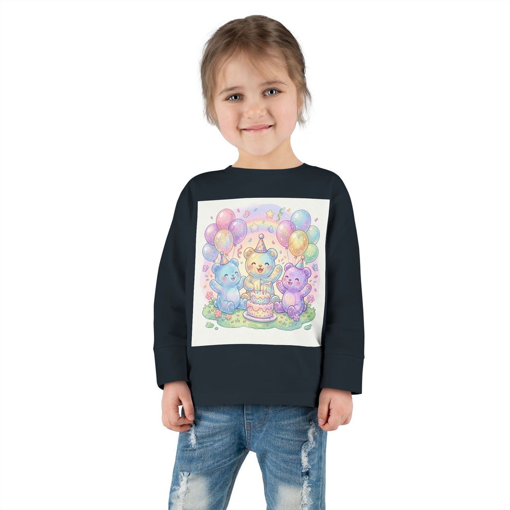 Pastel Birthday Oozy Bear Party Bash, Special Friends Celebration- Graphic Long Sleeve Shirt