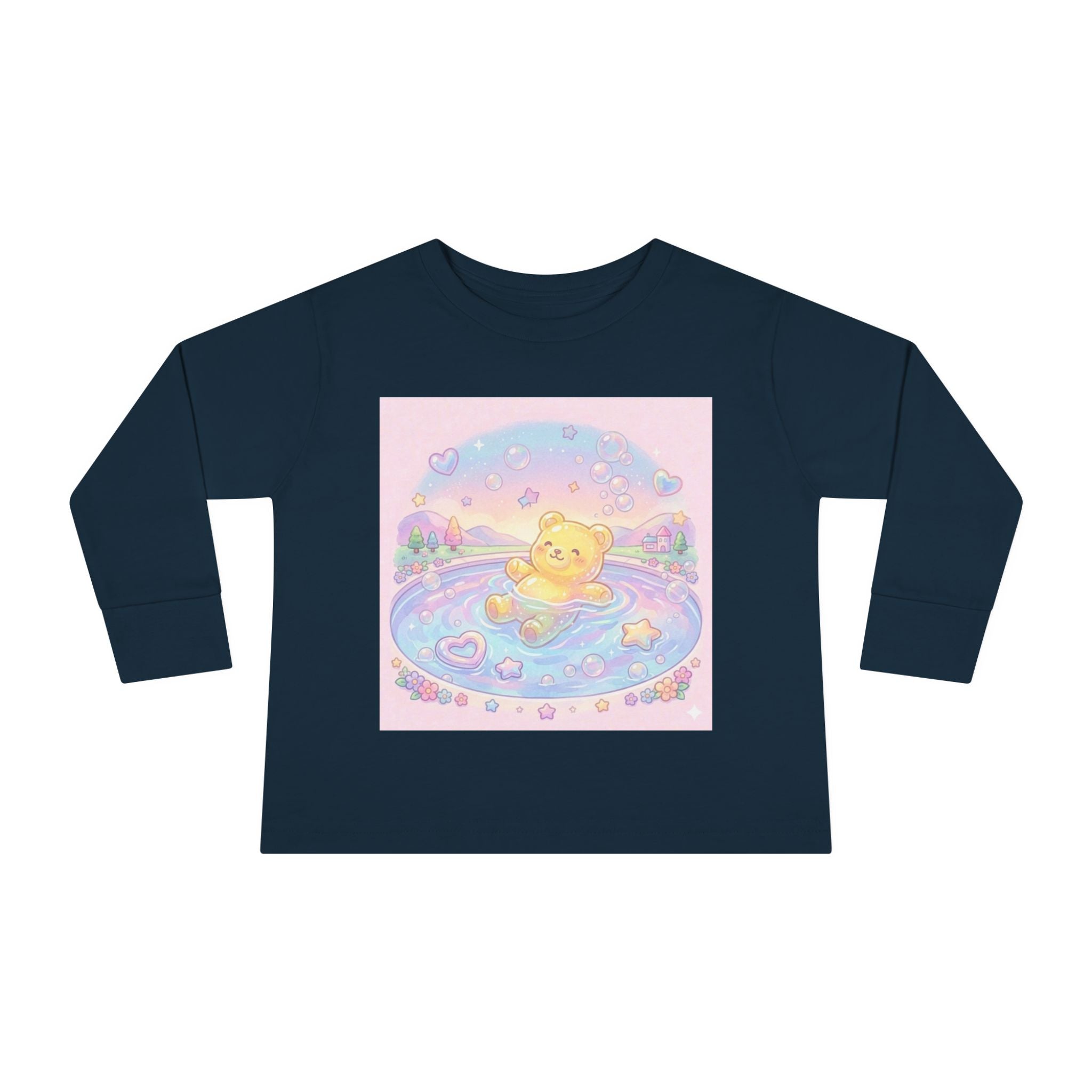 Solo Swim Time, Yellow Oozy Bear Friend- Graphic Long Sleeve Shirt