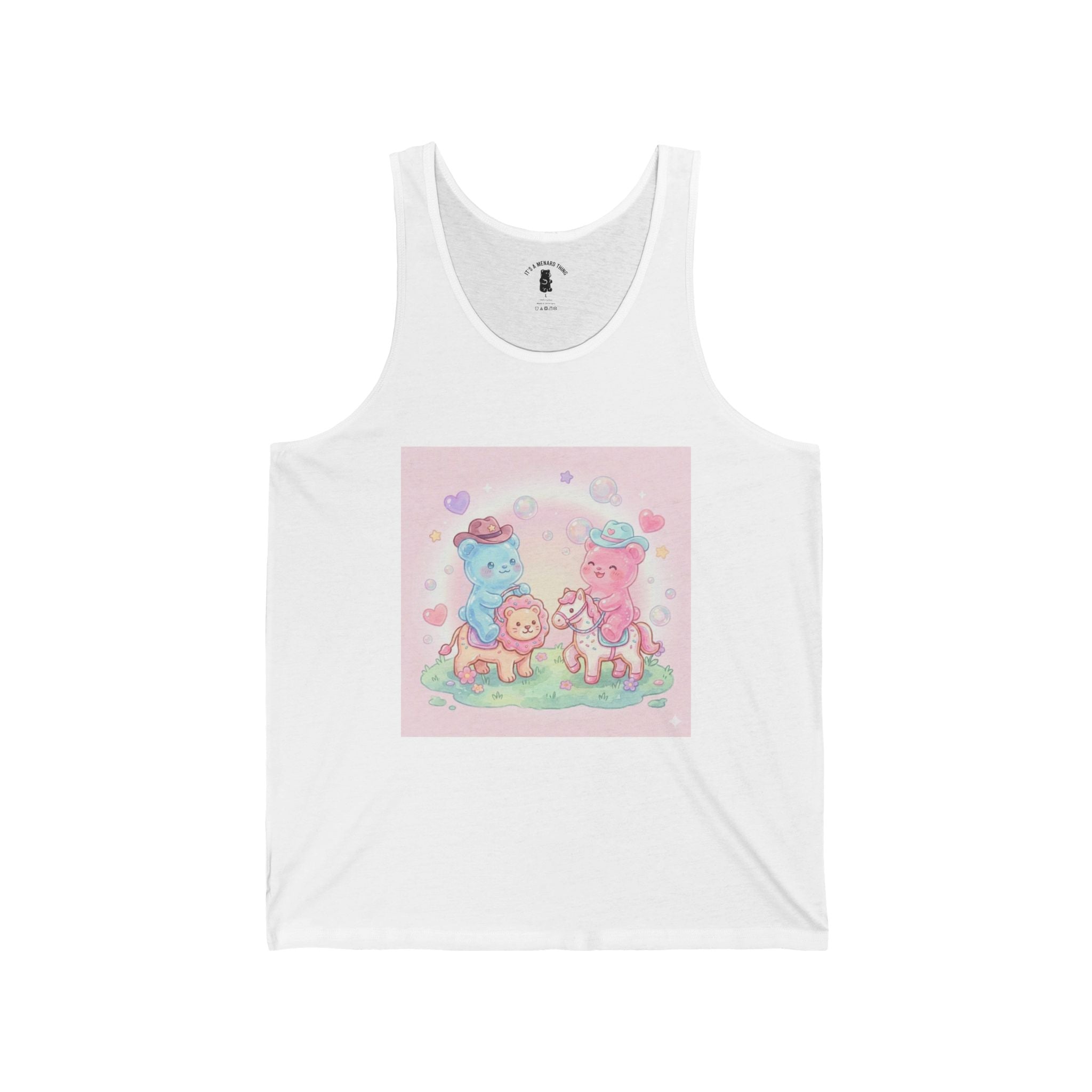 Rodeo Animal Cracker Cowboys, Gooey Gummy Bear Friends — Kawaii Graphic Tank Top