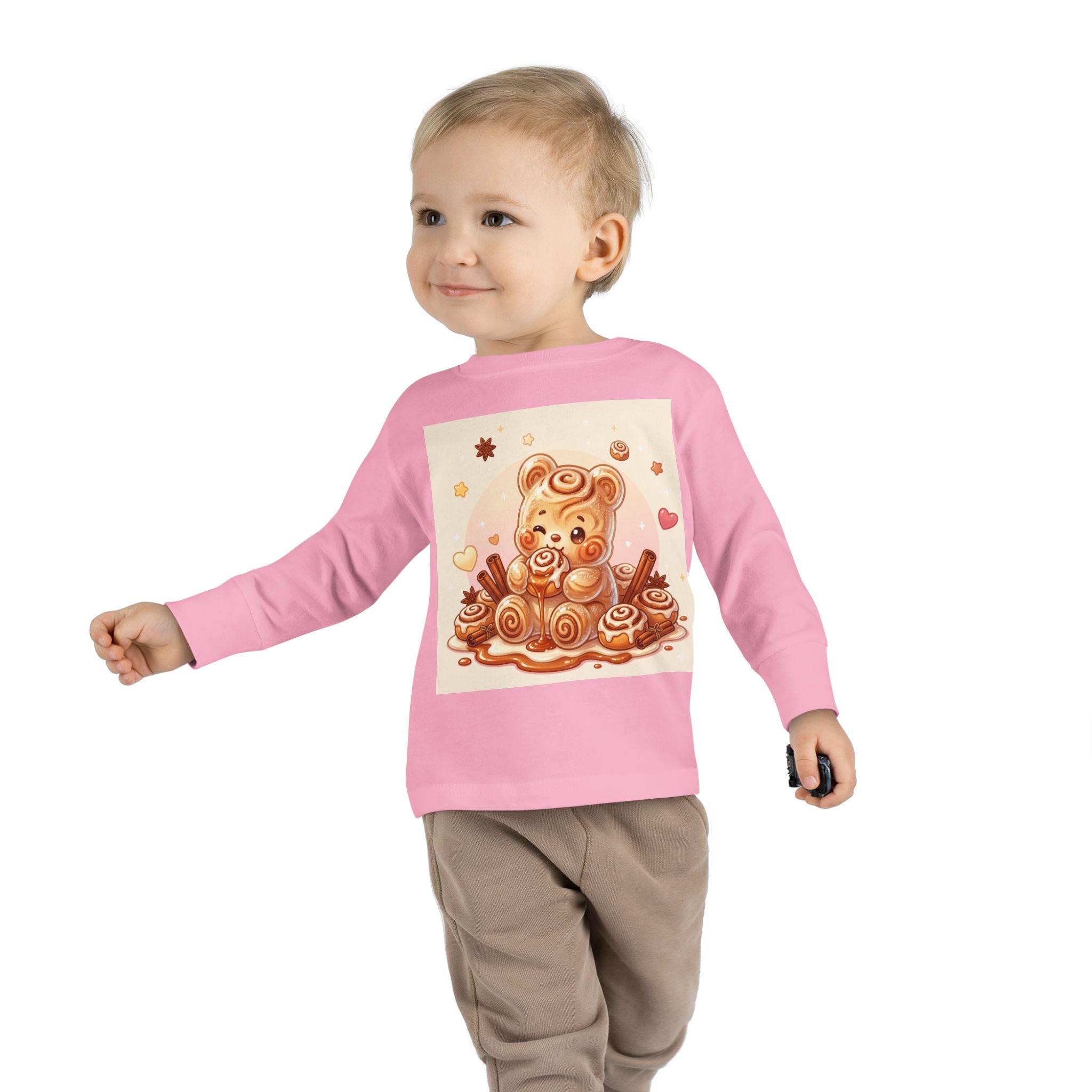 Cinnamon Roll Baked Goods, Sweet Oozy Bear Gummy Friend- Kids Graphic Long Sleeve Shirt