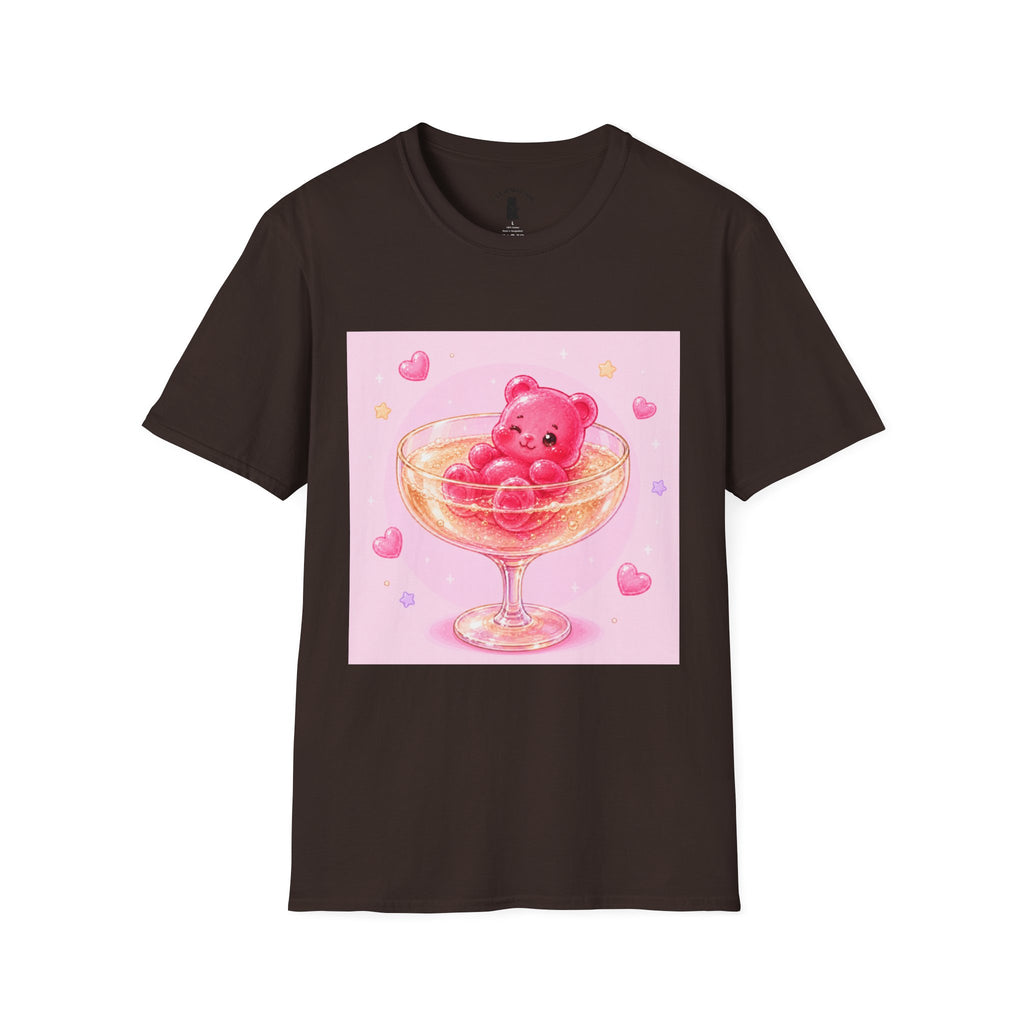 Champagne Pink Boozy Gooey Gummy Bear- Kawaii Graphic T-Shirt