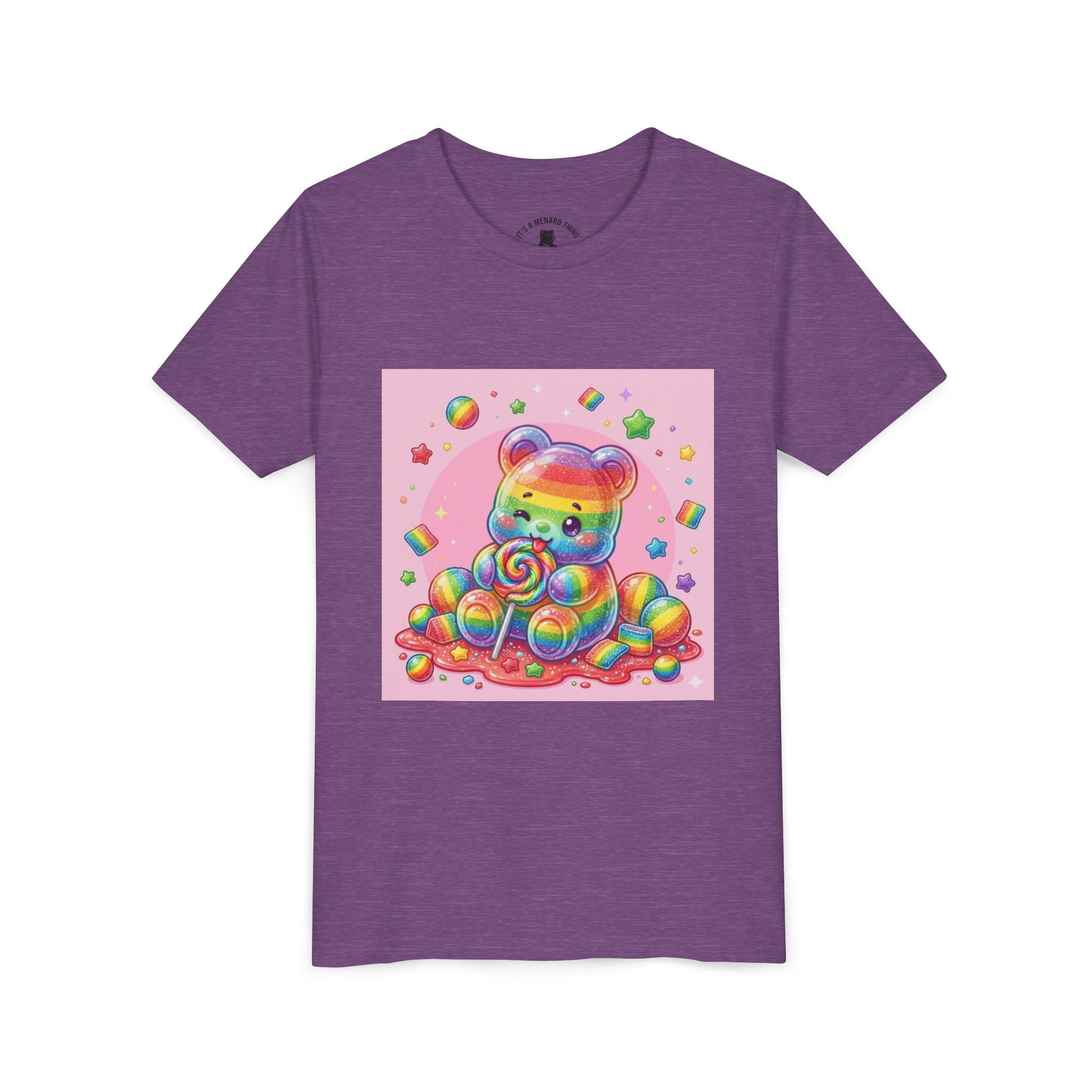 Rainbow Stripe Gooey Gummy Bear Youth T-Shirt