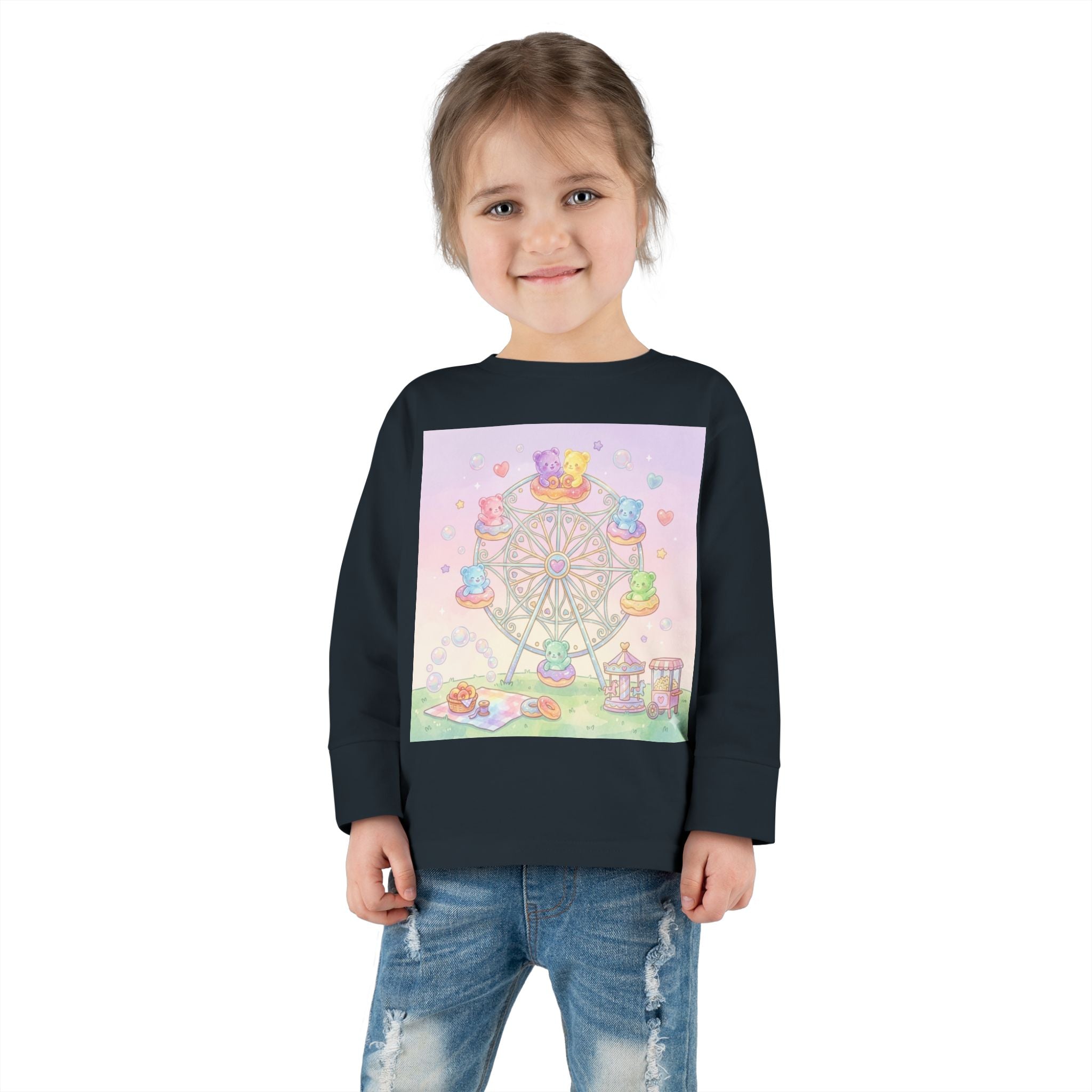 Pastel Carnival Ferris Wheel, Oozy Bear Gummy Friends- Graphic Long Sleeve Shirt