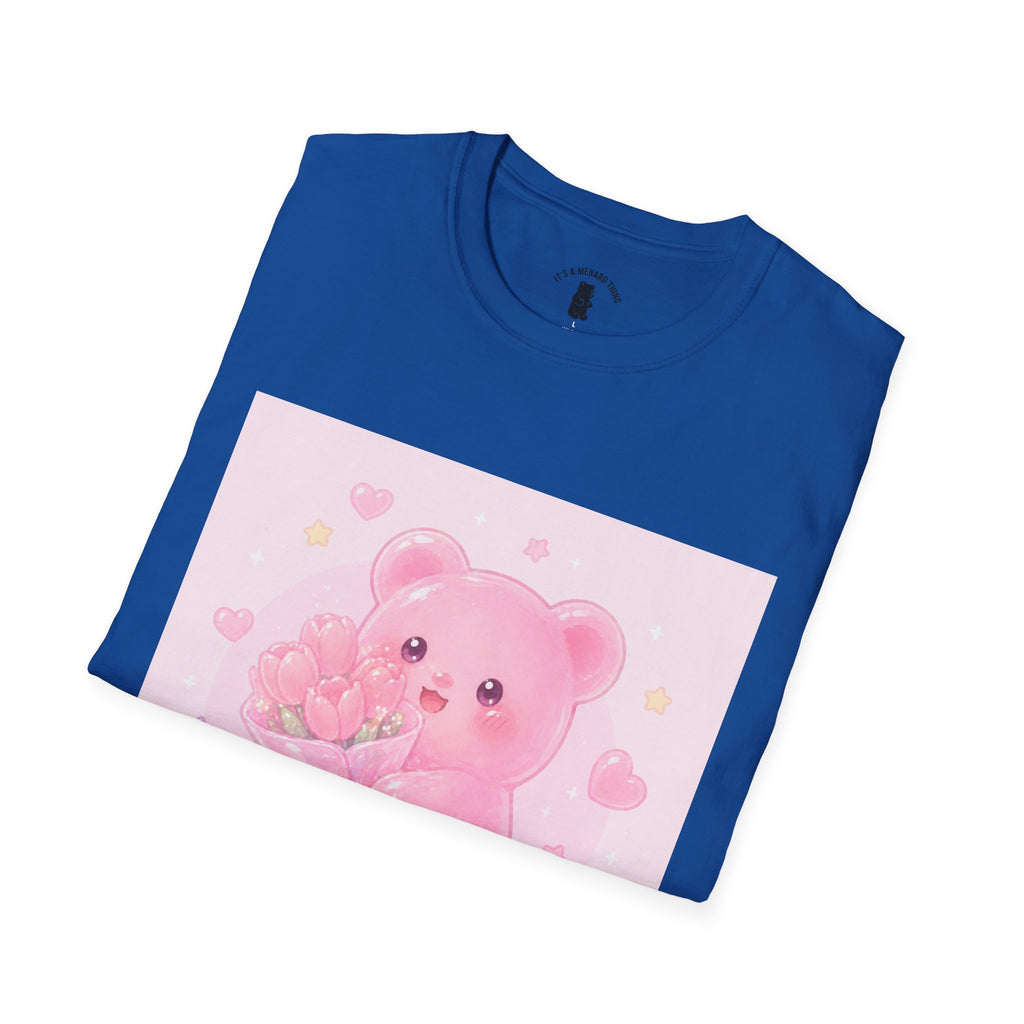Gooey Pink Gummy Bear Bouquet T-Shirt — Kawaii Valentine Floral Tee