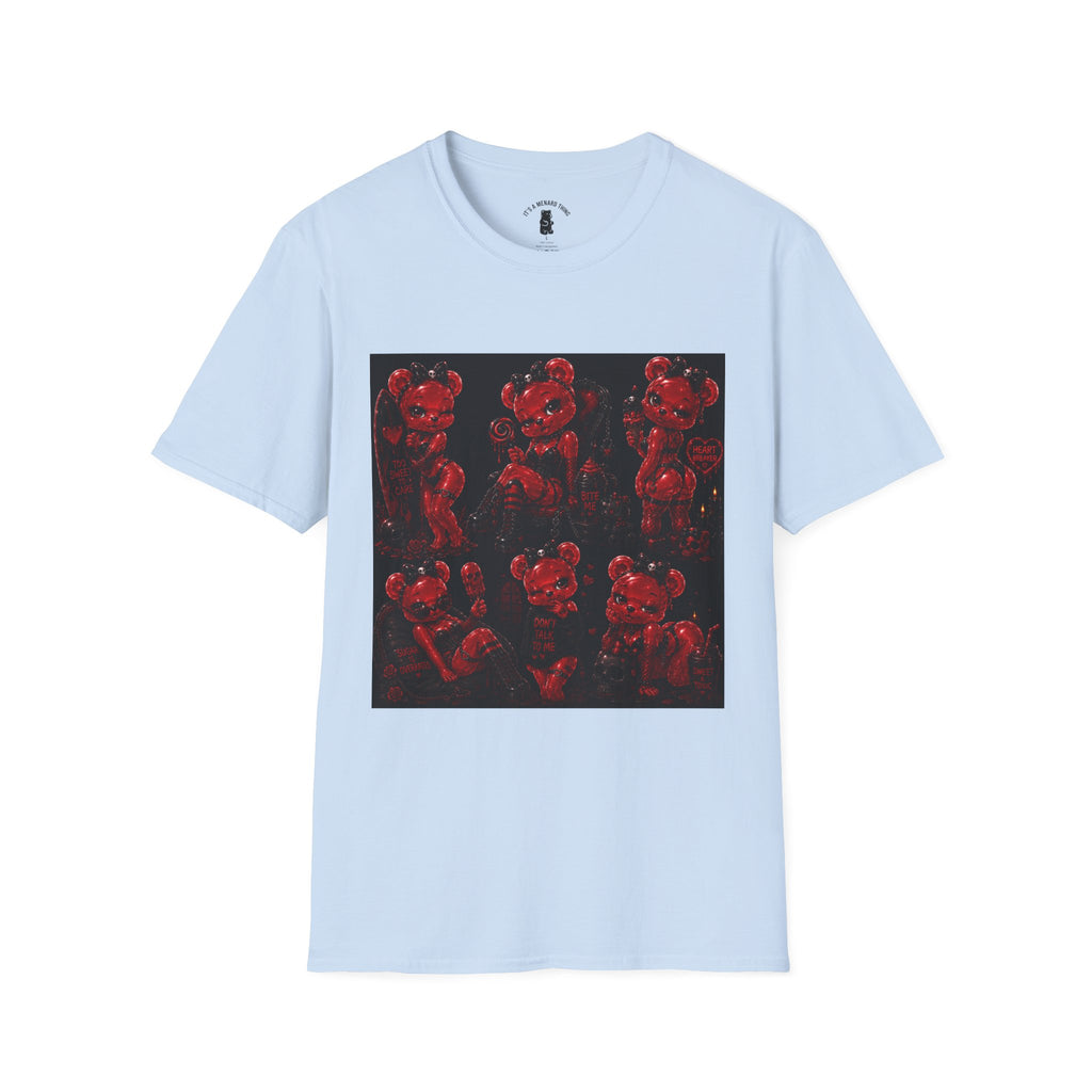 Punk Retro Crimson Red Oozy Bear Babe, Beach Pin Up Addition- Adult Graphic Shirt (18+)