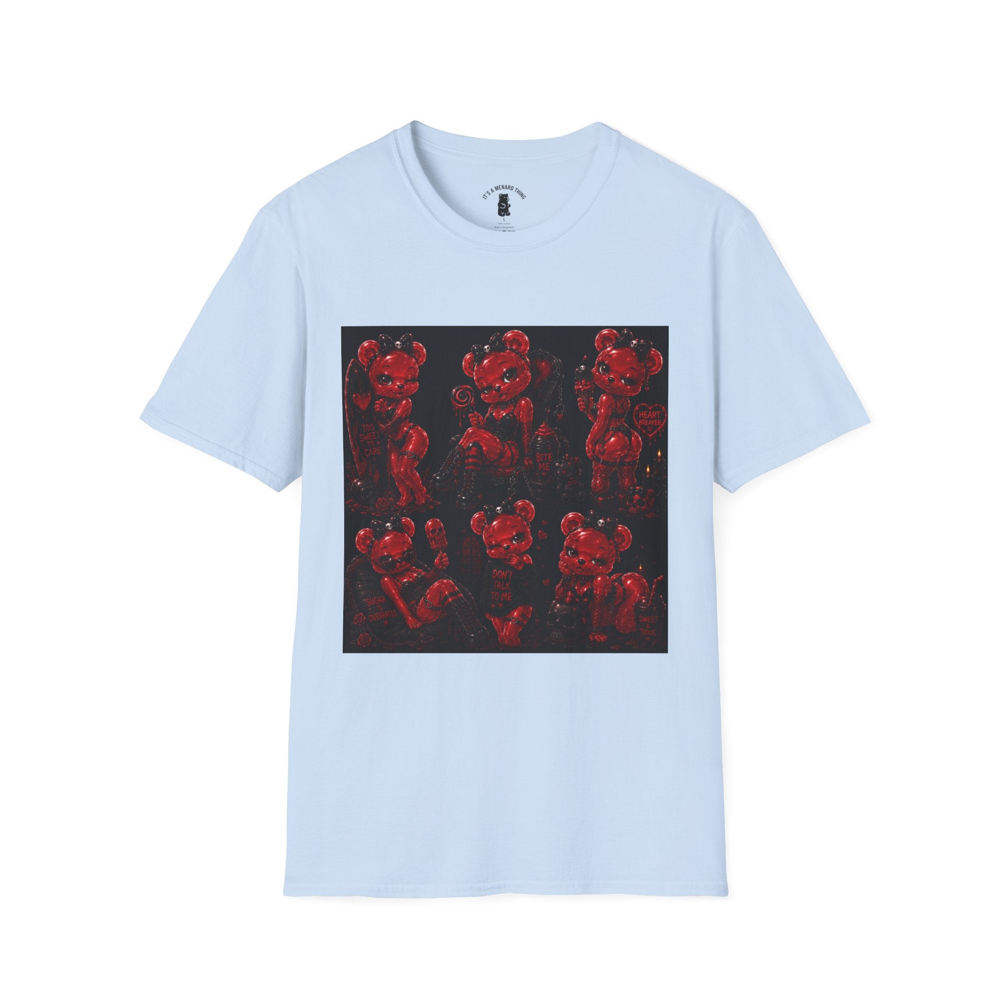 Punk Retro Crimson Red Oozy Bear Babe, Beach Pin Up Addition- Adult Graphic Shirt (18+)