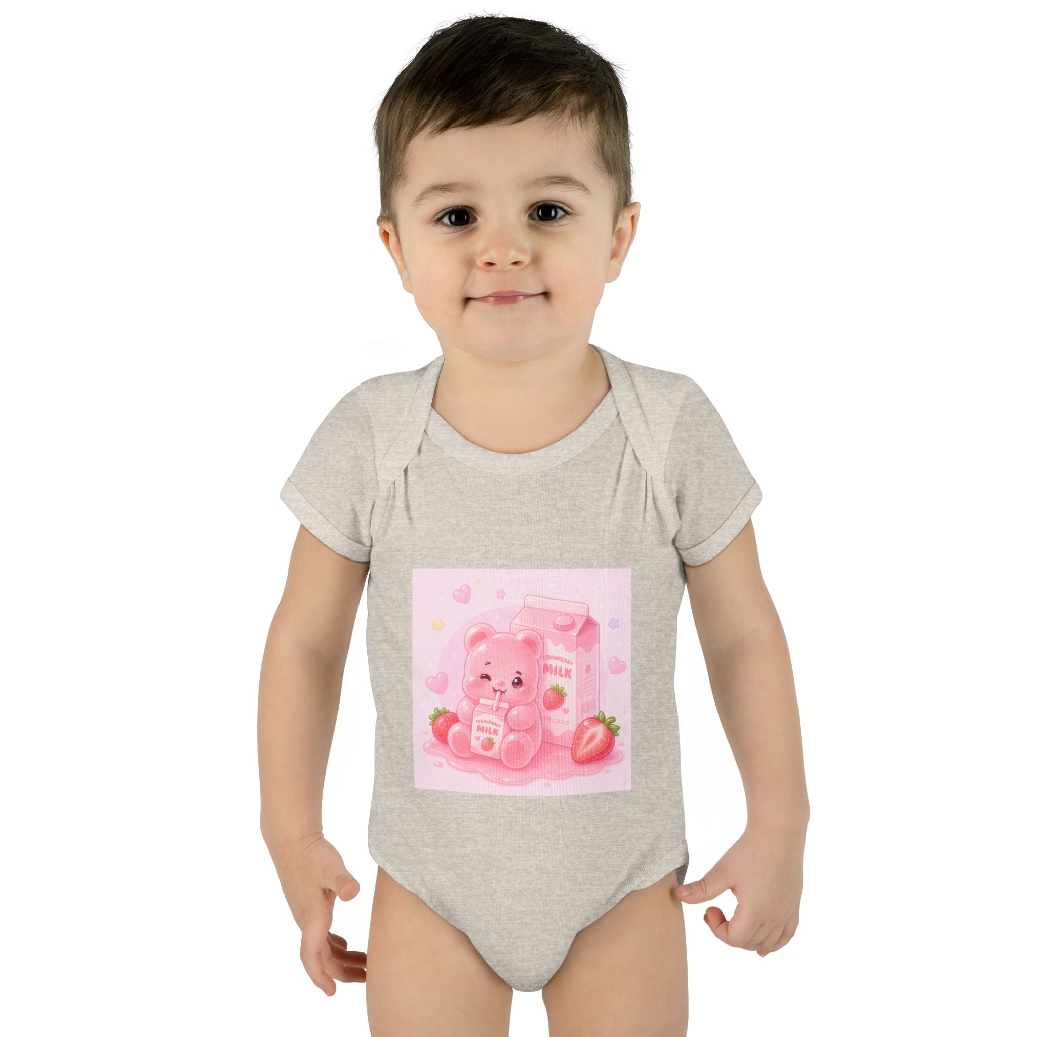 Pink Strawberry Milk Gooey Gummy Bear Infant Bodysuit