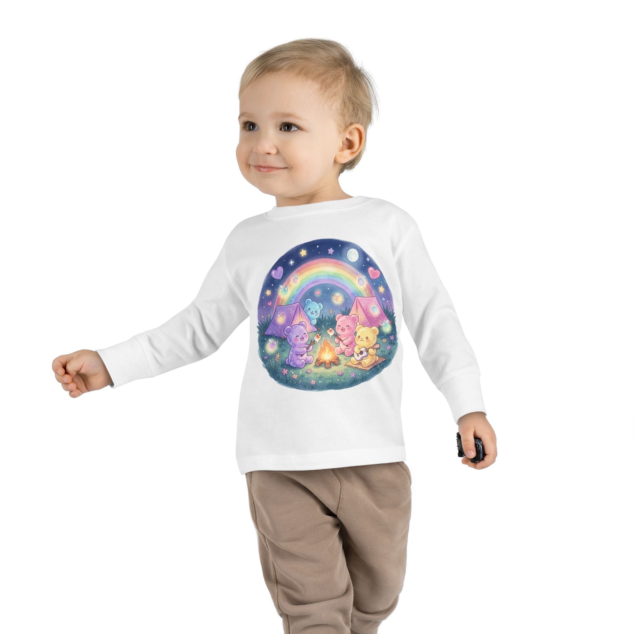 Camping & Toasting Marshmellos Oozy Bear Friend Group- Graphic Long Sleeve Shirt
