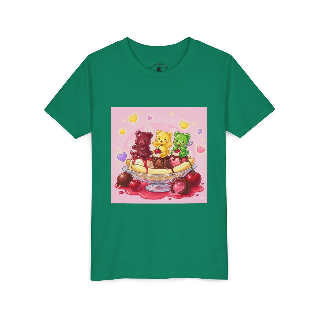 Gooey Gummy Bears on Banana Split Boat Graphic Youth T-Shirt
