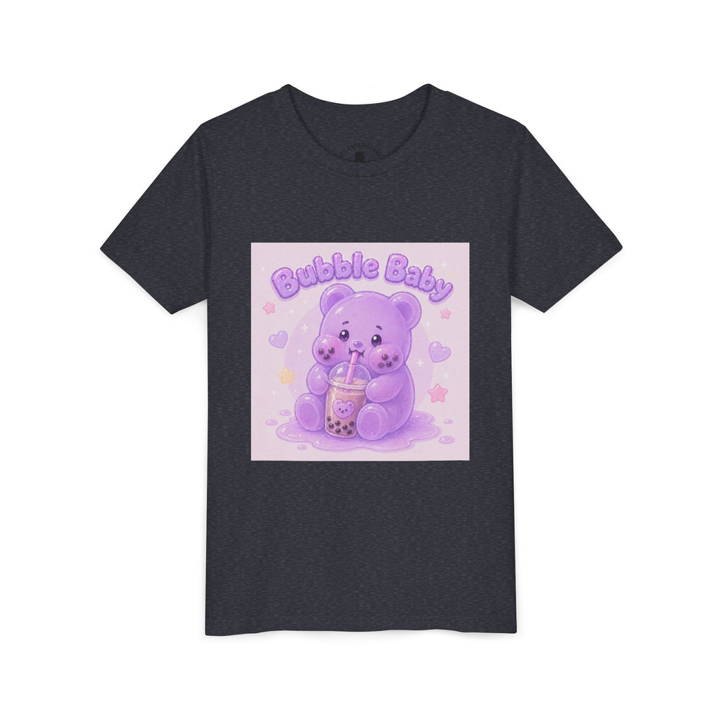 Purple Boba Tea Gooey Gummy Bear with Boba Milk Tea Kids Shirt