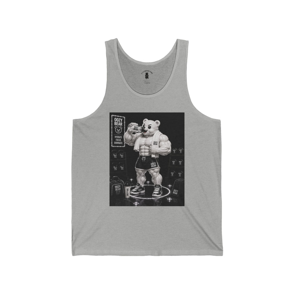 Rehydration Time, White Oozy Buff Bear Gummy Gym Addition- Adult Graphic Tank Top
