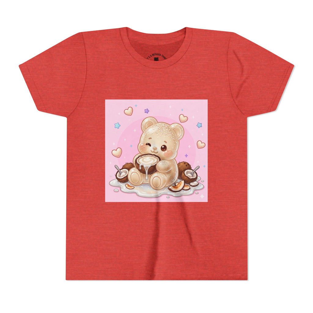 Gooey Gummy Coconut Milk Bear Kids T-Shirt (Pink Hearts)